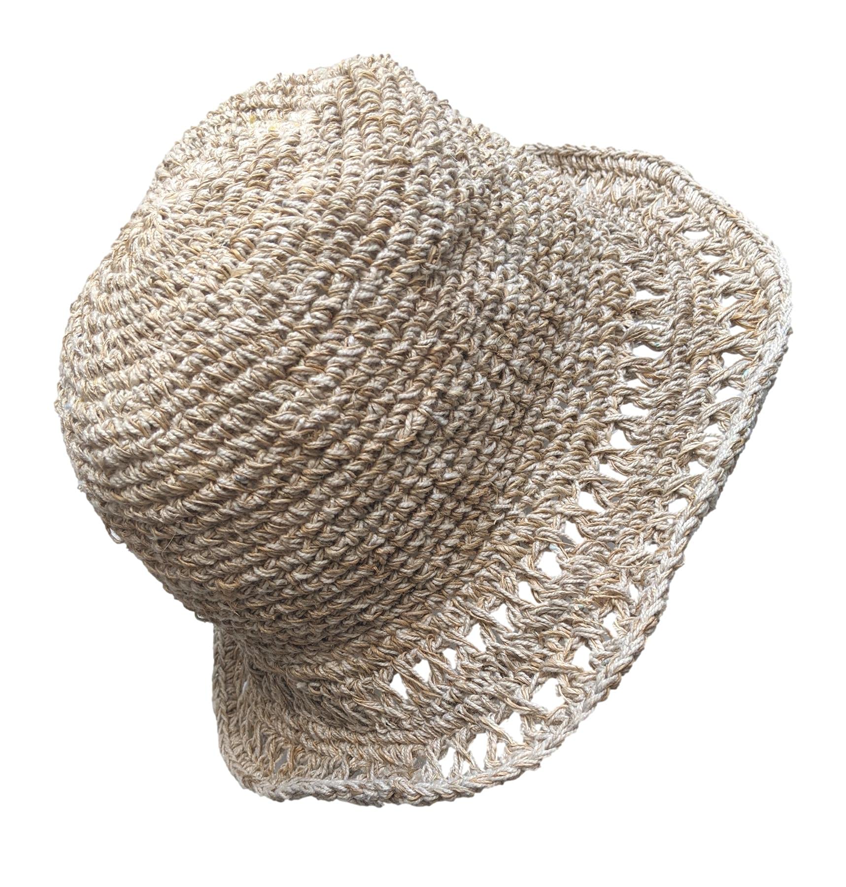 Equal Earth Crochet Hemp Bucket Hat Floppy Hat Summer Hat Festival Hidden Safe Pocket Hippy Boho Fair Trade Sun Handmade in Nepal Multi