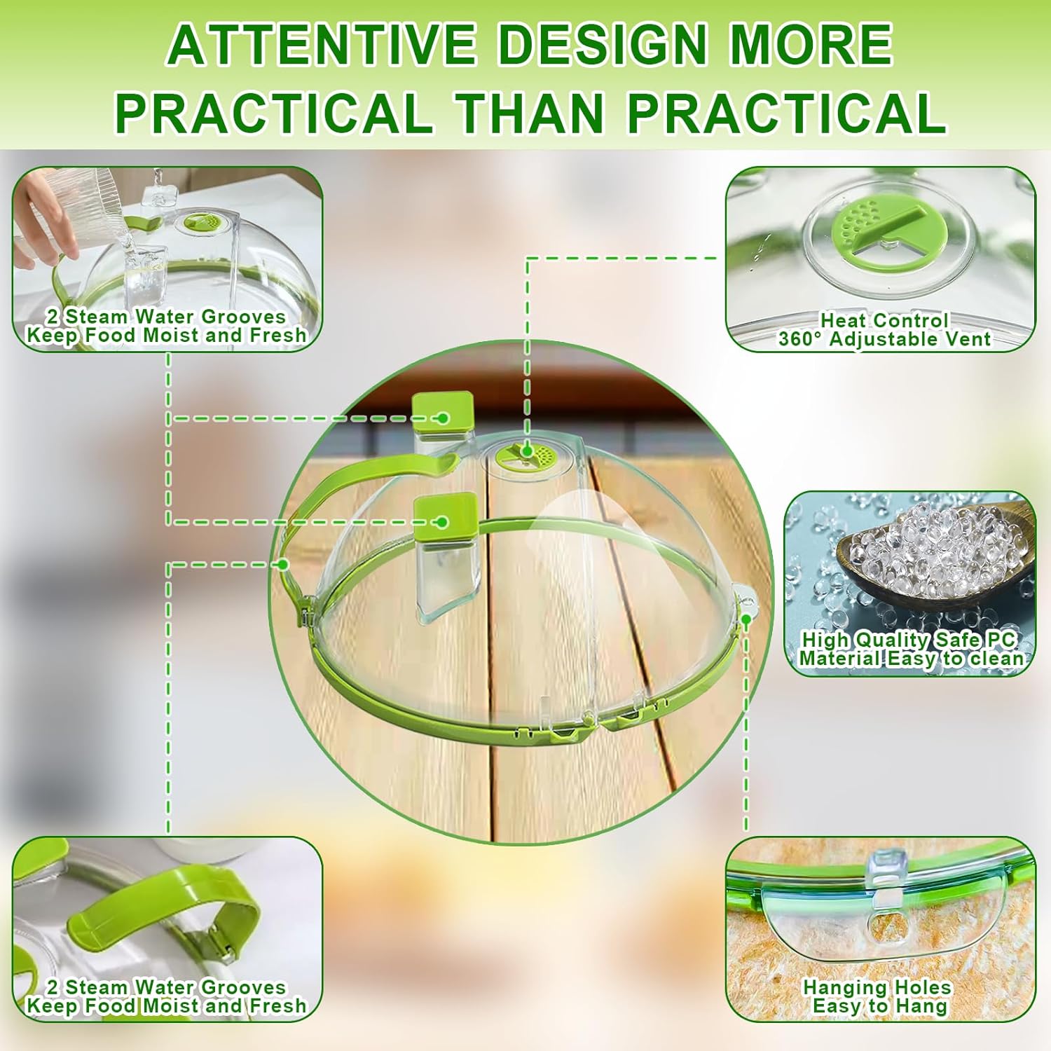 Upgraded Microwave Splatter Cover for Food,Clear Microwave Food Cover With Double Water Steamer and Rotating Breathable Holes,Without Standing Water,BPA-Free,Flippable,Gifts for House Essentials