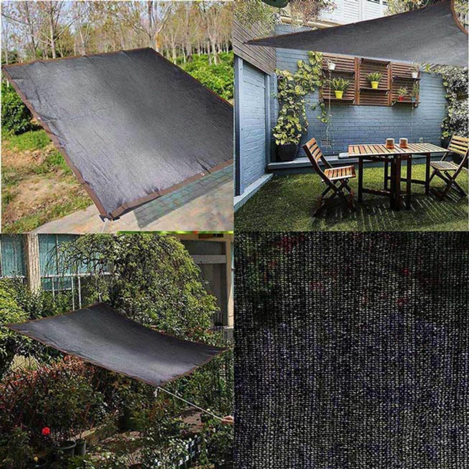 Voile D Ombrage Toile Ombrage Mat Voile D'Ombrage A Planter Toile Pergola Universelle pour Fleurs, Pelouse, ExtéRieur Noir,4x6m
