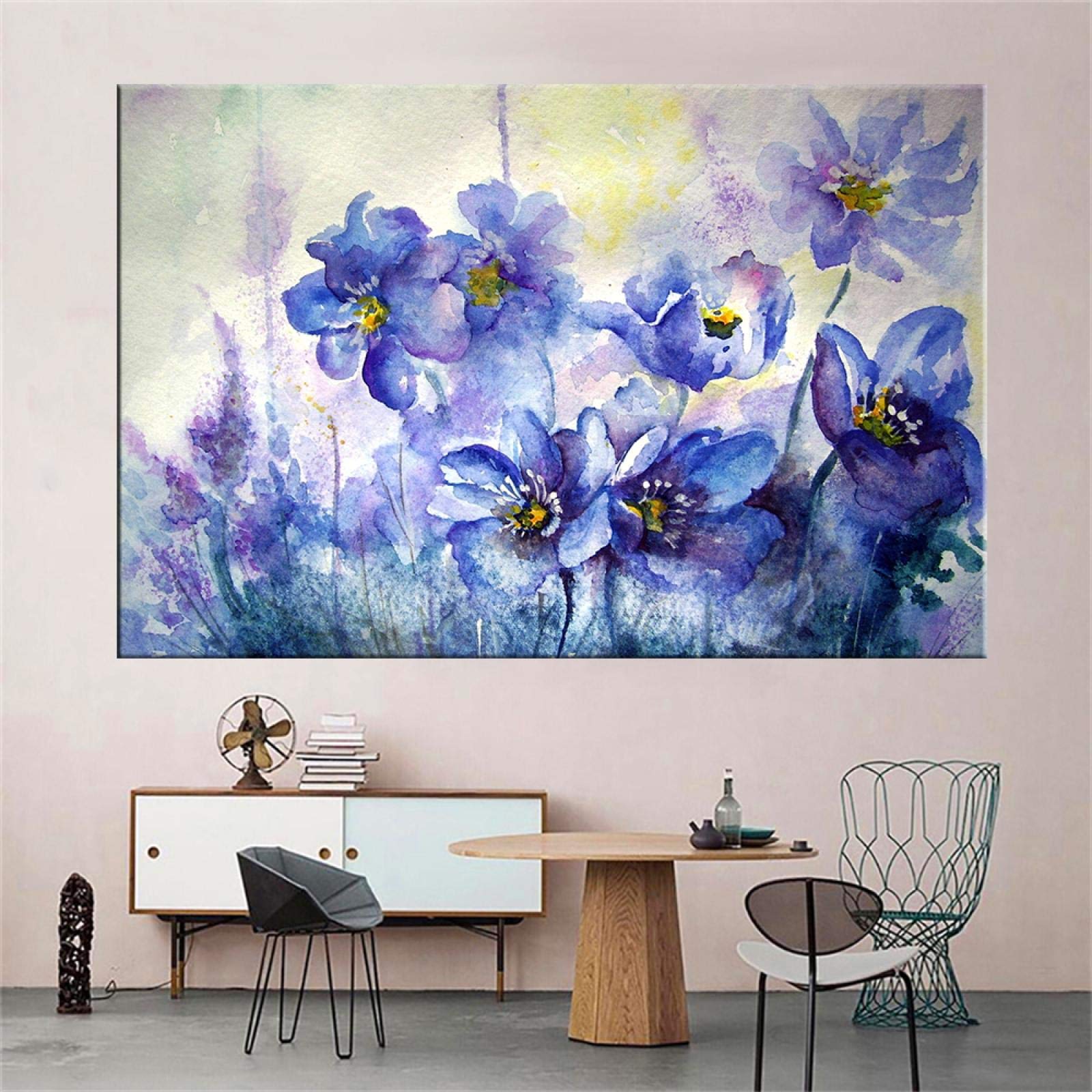 キャンバス油絵phorn 様専用美しいラズちゃんと青い花メモリアル