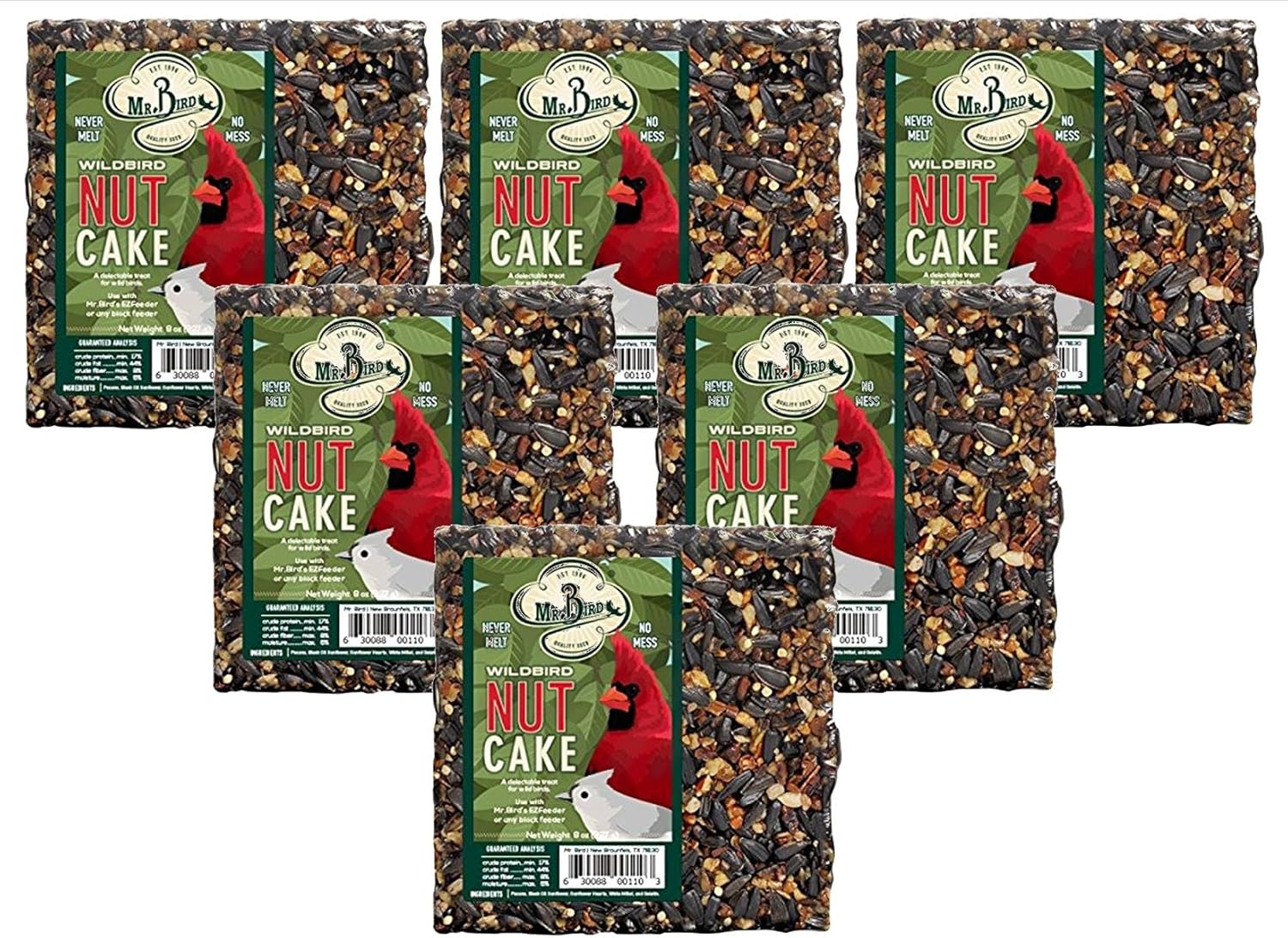 JCs Wildlife 6-Pack Mr. Bird Nut Cake, 8 oz