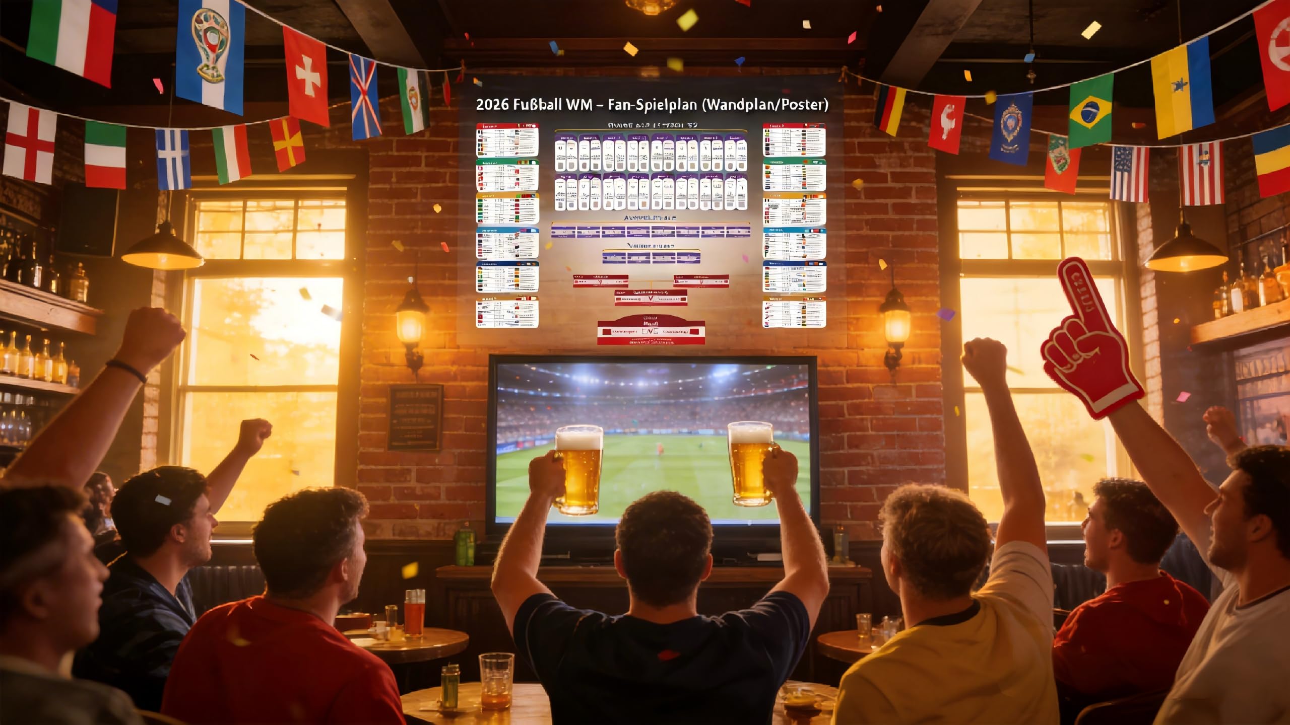 Marke: hsyomgcs hsyomgcs Spielplan 2026 Poster für Deko Fußball WM 2026 – Alle Spiele, Termine & Austragungsorte – Wandplan für Heim & Bar – 42 bestätigte Teams, 6 freie Felder für Play-off-Teilnehmer (A1, 84x60 cm) in use