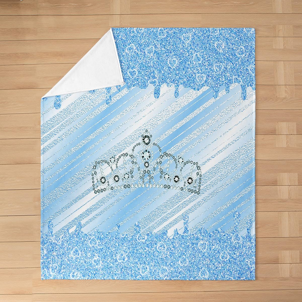 Coperta Queen Size In Flanella Glitterata Blu 228x228 Cm – Morbida, Leggera, Con Stampa Diamante, Per Letto E Divano