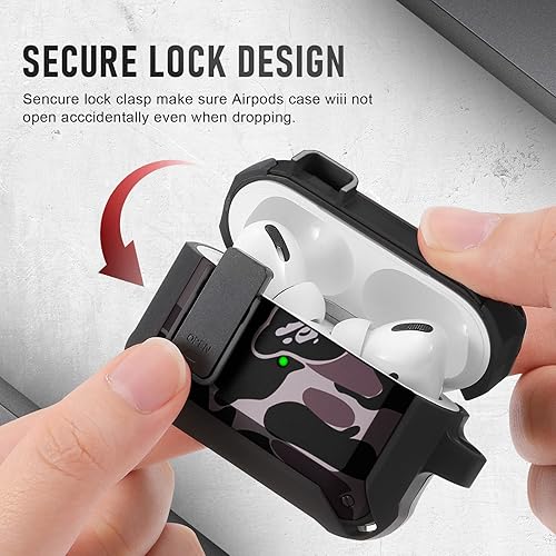 Miniatura 2 de Maxjoy Funda para AirPods Pro 2 2022 funda protectora militar dura y resistente a los golpes para AirPods Pro 2 generación con candado compatible