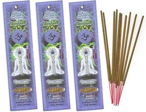 Miniatura 1 de Prabhuji's Gifts Third Eye Chakra Ajna - Varillas de incienso espiritual enrolladas a mano - Incienso de chakras - Varillas aromáticas - Incienso en