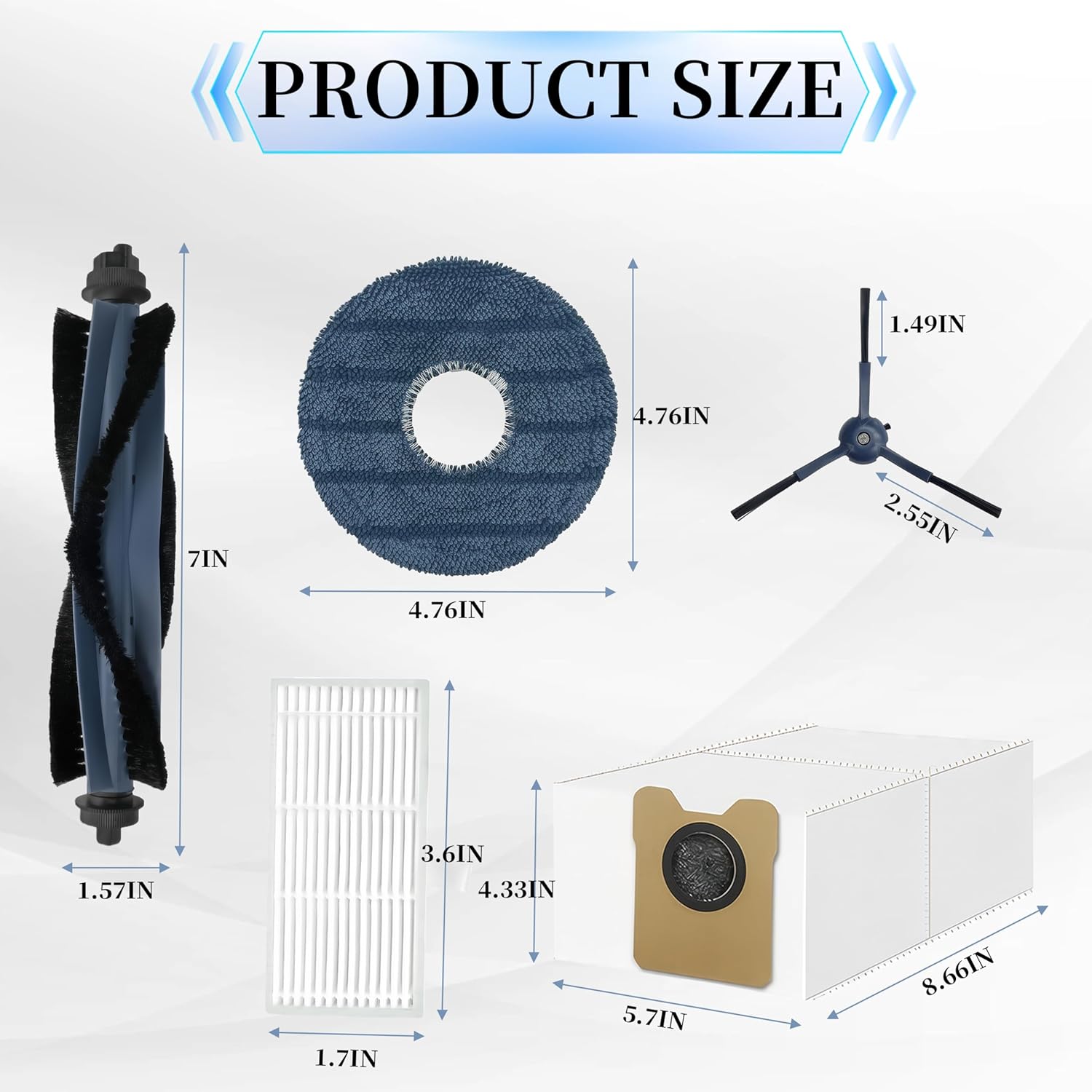 32 Pack C20 Omni Replacement Parts Accessories for Eufy C20 Omni Robot Vacuums kit,2 Roller Brush,6 Side Brushes,6 HEPA Filters,8 Dust Bags 8 Mop Pads and 2 Tools C20 Omni Semi-Annual Replacement Kits