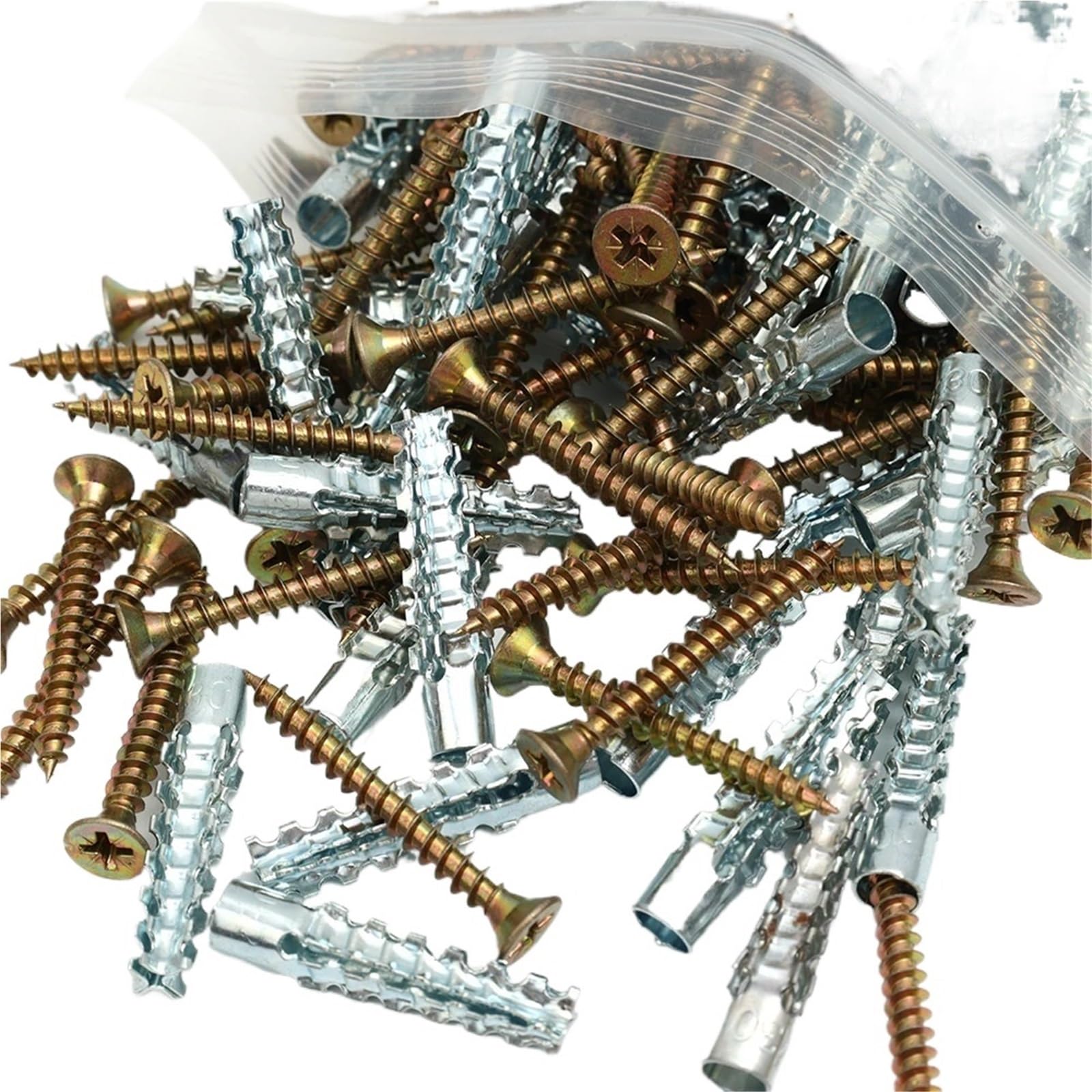 Mdsiokhj 200 Sets Expansion Screws 200/10Pcs Metal Serrated Expansion Screws Self Tapping Screw Tube(200 Sets)