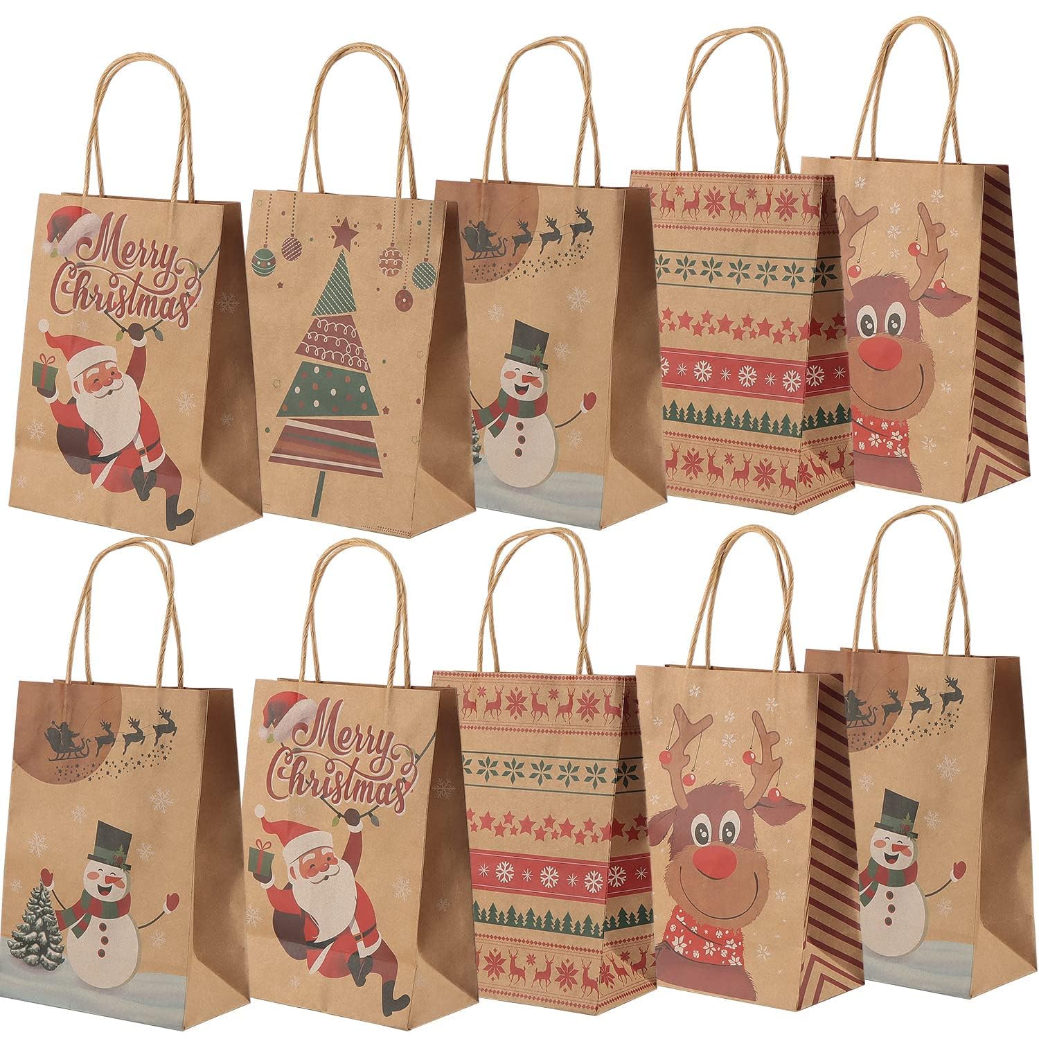 Lot De 50 Pochettes Cadeaux Papier Noël 5 Modèles - Dimensions 16 X 24 Cm