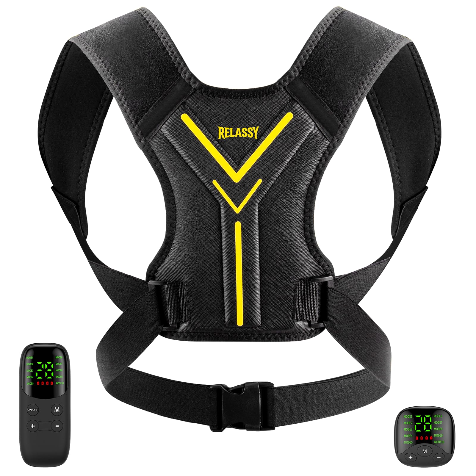 EMS Trainingsgerät für Nacken & Rücken, EMS Gerät für Rücken Muskelaufbau mit Display-Fernbedienung,30 Intensitätsstufen,10 Modi, EMS Trainer zur Nacken Muskelstimulation, Rückentrainer Nackentrainer