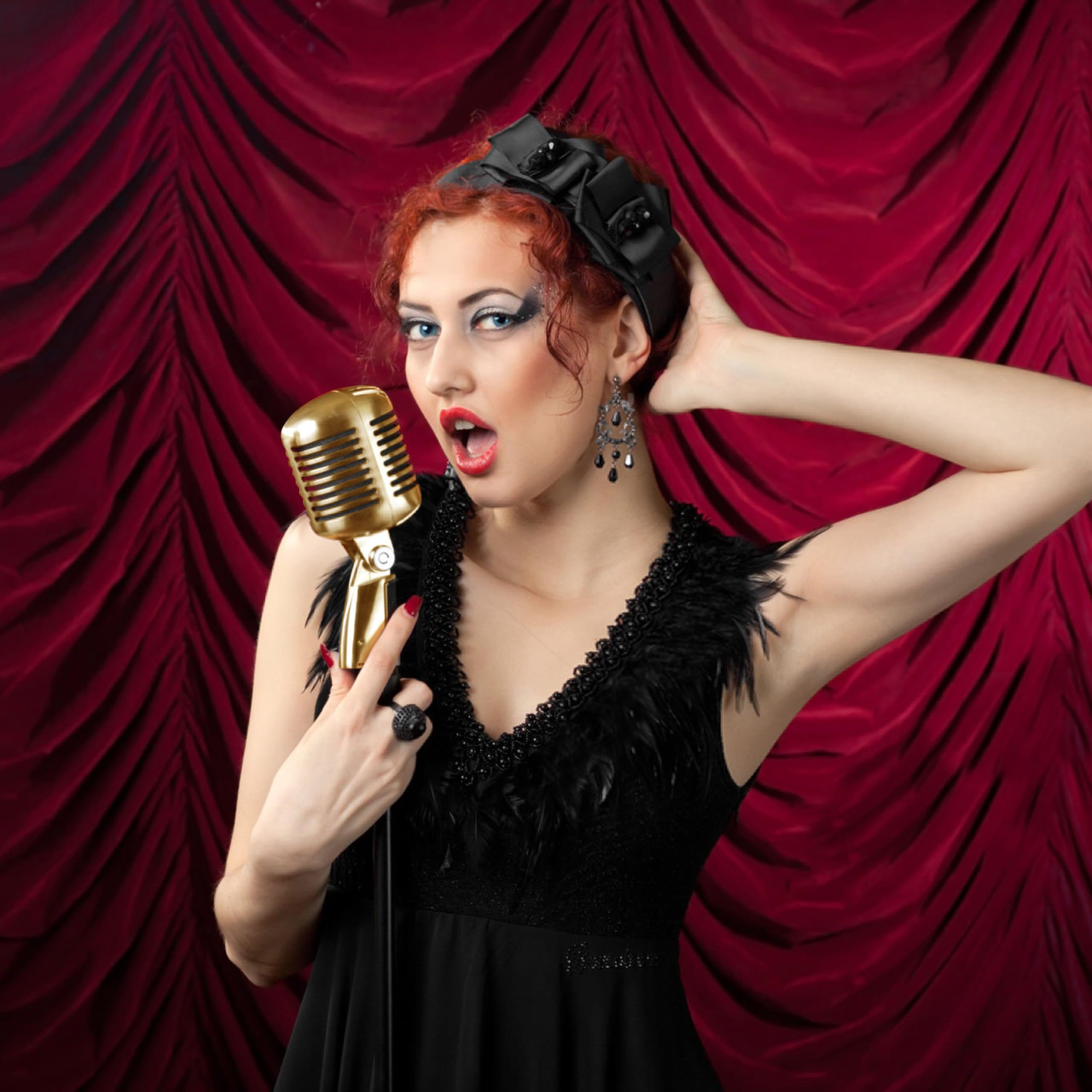 Microfono vintage retrò Old School, microfono cardioide vocale dinamico professionale classico cablato per karaoke performance live registrazione in studio scena canto, puntello in metallo alla moda