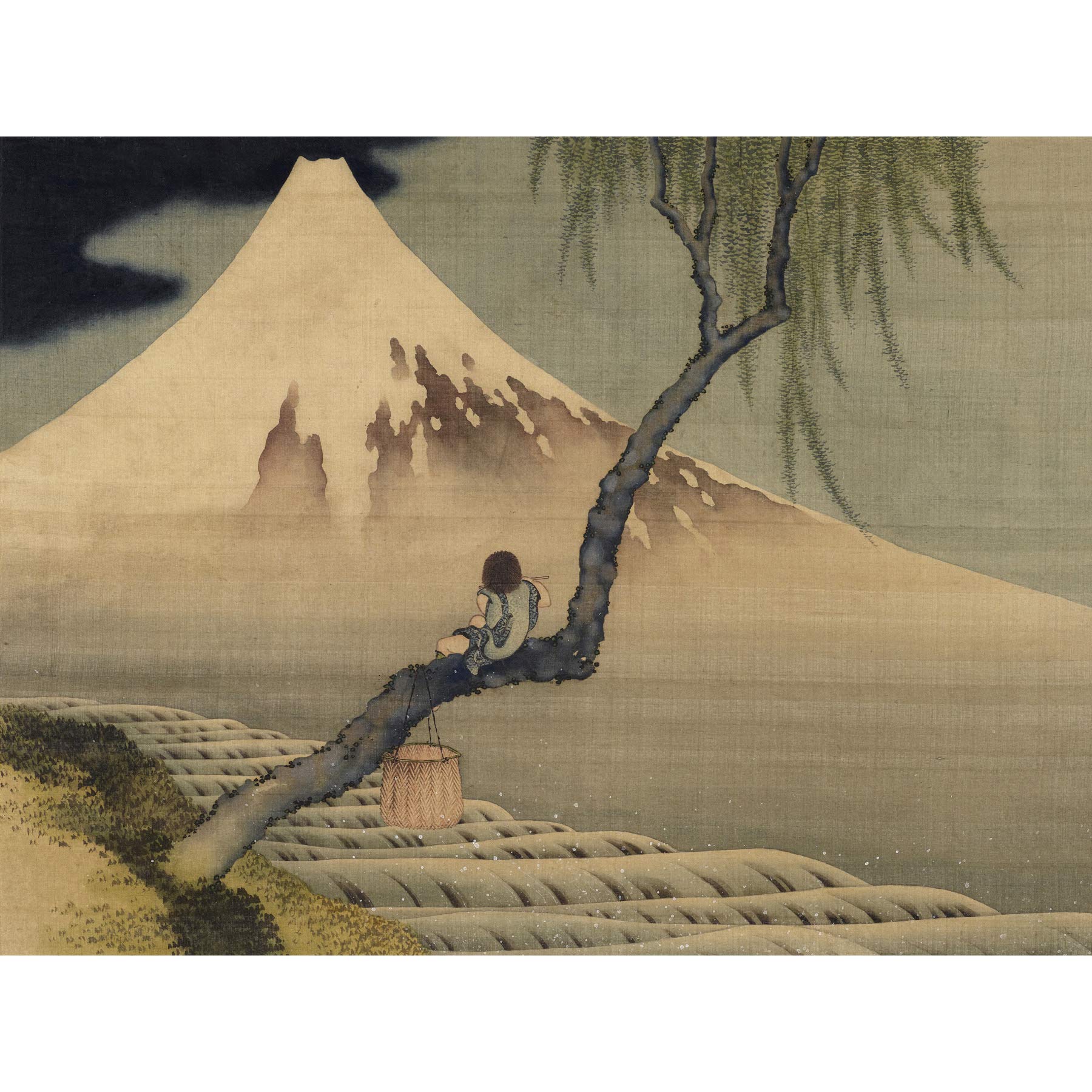 Artery8 Hokusai Boy Viewing Mount Fuji Premium Wall Art Canvas Print 18X24 Inch