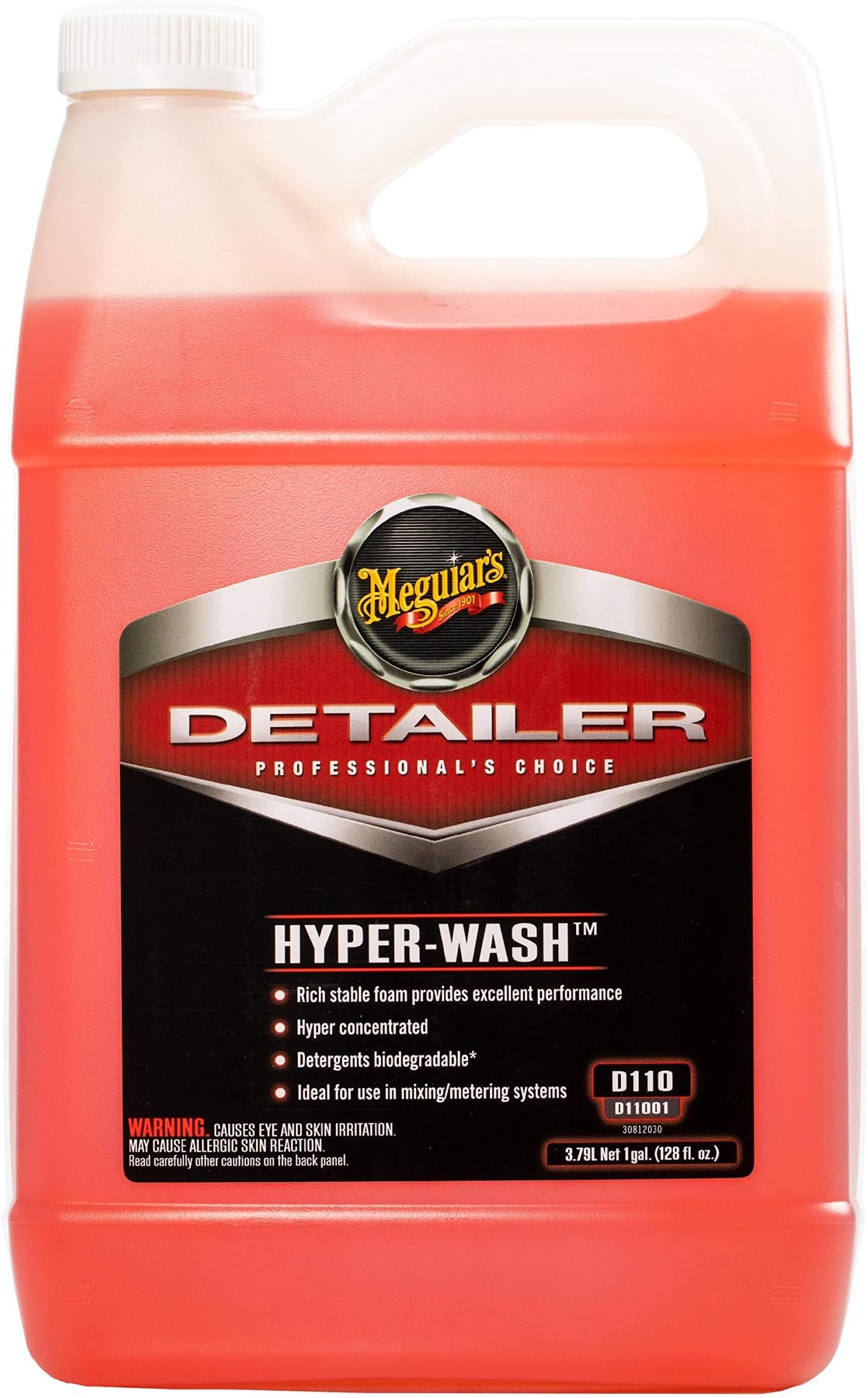 Meguiar's D11001 Professional's Choice Hyper Wash, High Foam Shampoo, Remove tough dirt, Rich Stable Foam, Rich Shine, Safe on paint (3.79 Liters, Pack of 1)