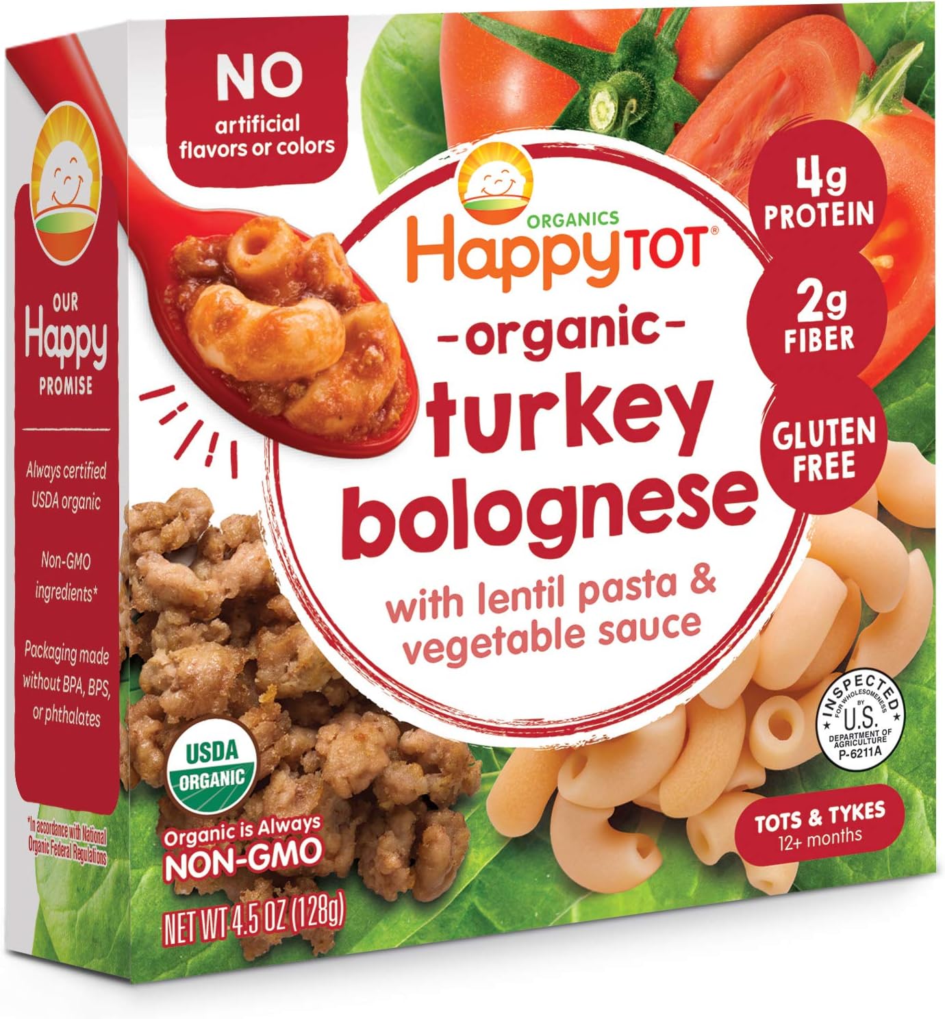 Happy Family Organics, Organics Happy Tot, Toddler Pasta Bowl, Turkey Bolognese, 4.5 oz (128 g)