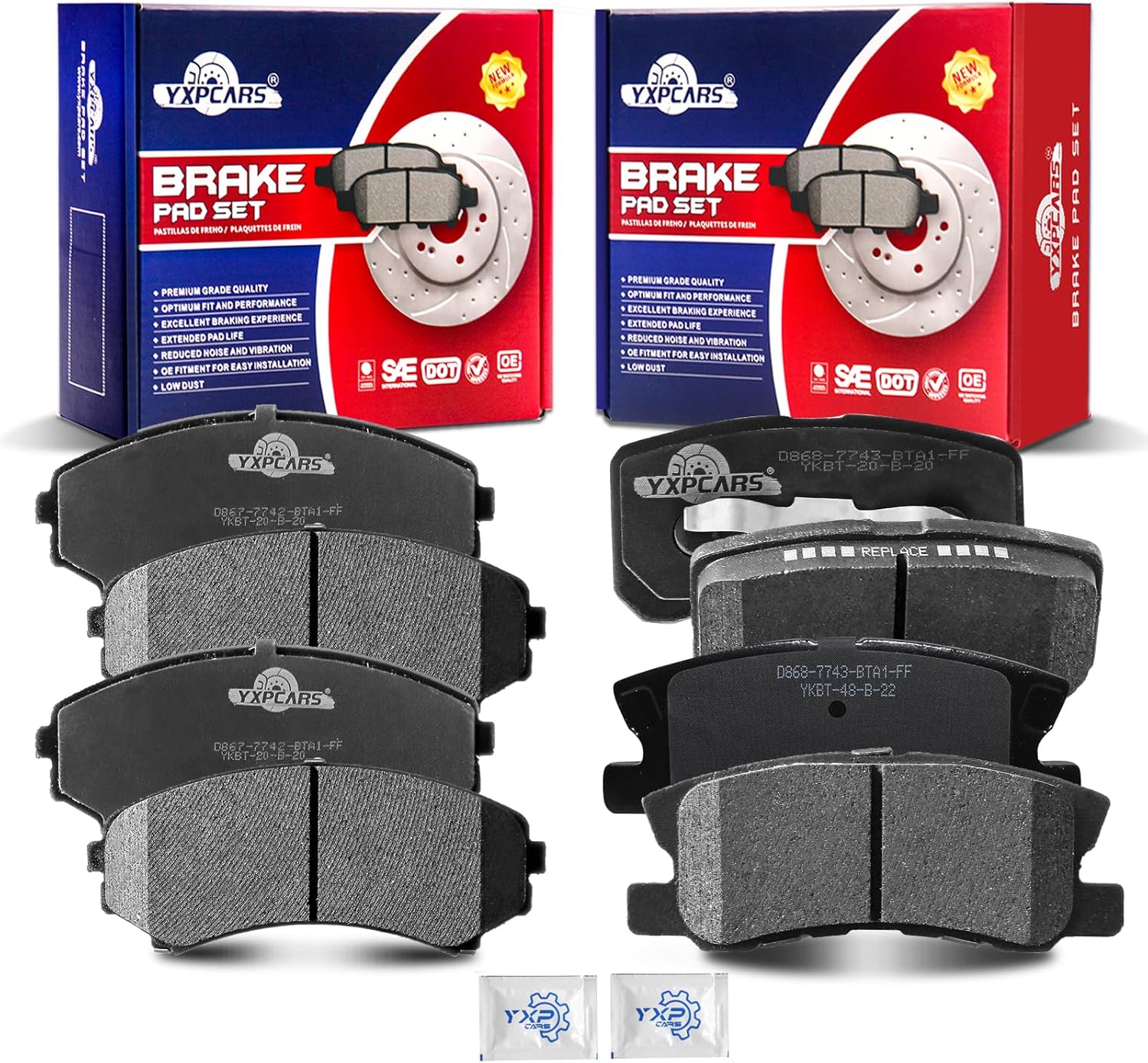 Front and Rear Ceramic Disc Brake Pads Set Replacement for Mitsubishi Endeavor 2004 2005 2006 2007 2008 2010 2011/ Montero 2001 2002 2003 2004 2005 2006