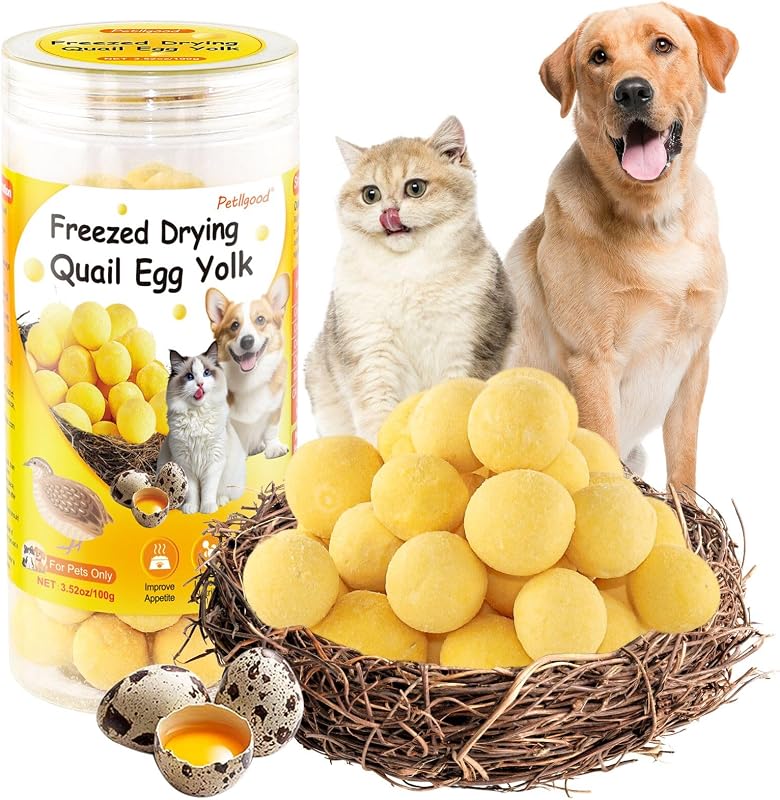 Petisco Liofilizado de Gema de Ovo de Codorna para Cães e Gatos Petllgood, Ingrediente Único, 100 g