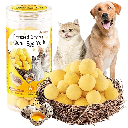 3.52oz/100g Freeze Dried Quail Egg Yolk, Cat and Dog Treats, Single Ingredient Pet Snacks, Healthy Tasty Dry Pet Food - quail egg yolk