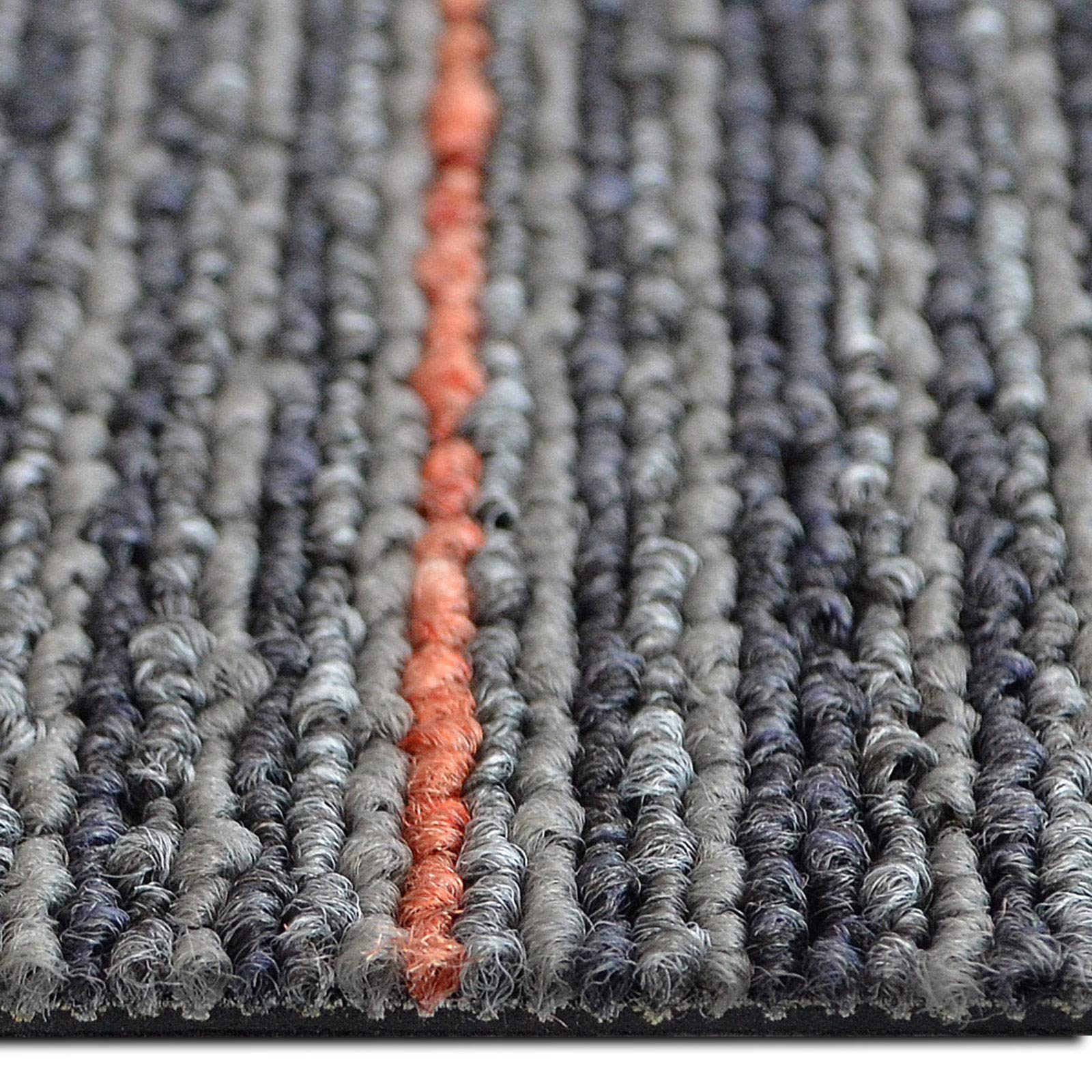 casa pura Design Teppichfliesen Berlin 50x50 cm selbstliegend - 6 m² Set - strapazierfähiger Teppich Bodenbelag mit hochwertigem Schlingenflor - antistatisch mit Bitumen Rücken (24 Stück, K4 Grau)