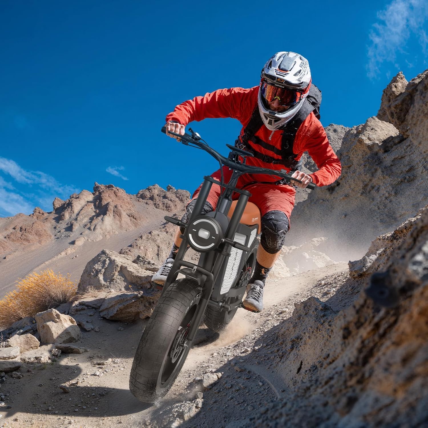 JANSNO Bicicletta elettrica per adulti X60, doppio motore senza spazzole, bicicletta elettrica 48V 23Ah, freni idraulici anteriori e posteriori, sistema di trasmissione a 7 velocità