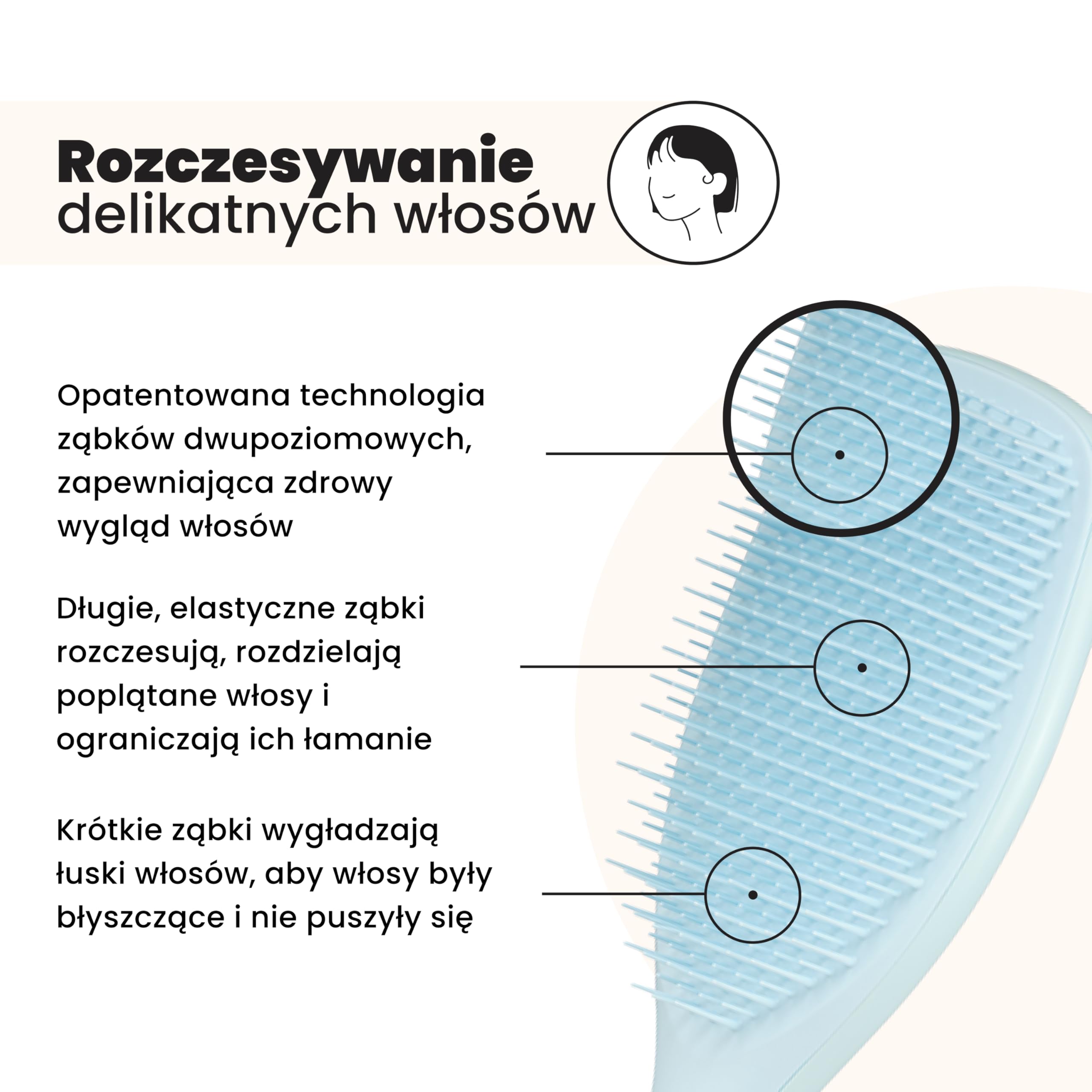 Tangle Teezer Fine & Fragile Ultimate Detangler, do cienkich i delikatnych - Miękkie, elastyczne ząbki redukują łamanie i ciągnięcie - Łagodna dla delikatnych włosów - Błękit morskiej piany
