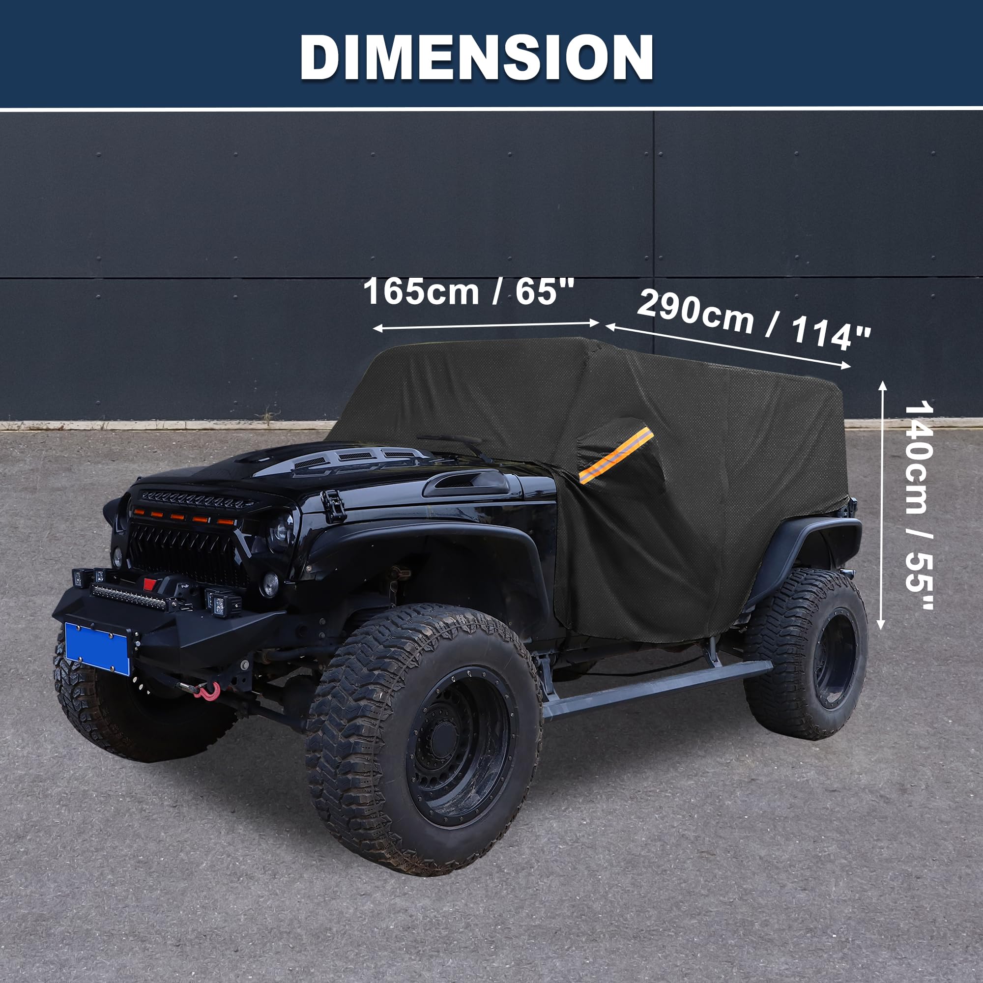 ACROPIX 210D Black Car Cover Waterproof All Weather Half Exterior Cover Rain Hail Sun Protector Car Cover Fit — view 7