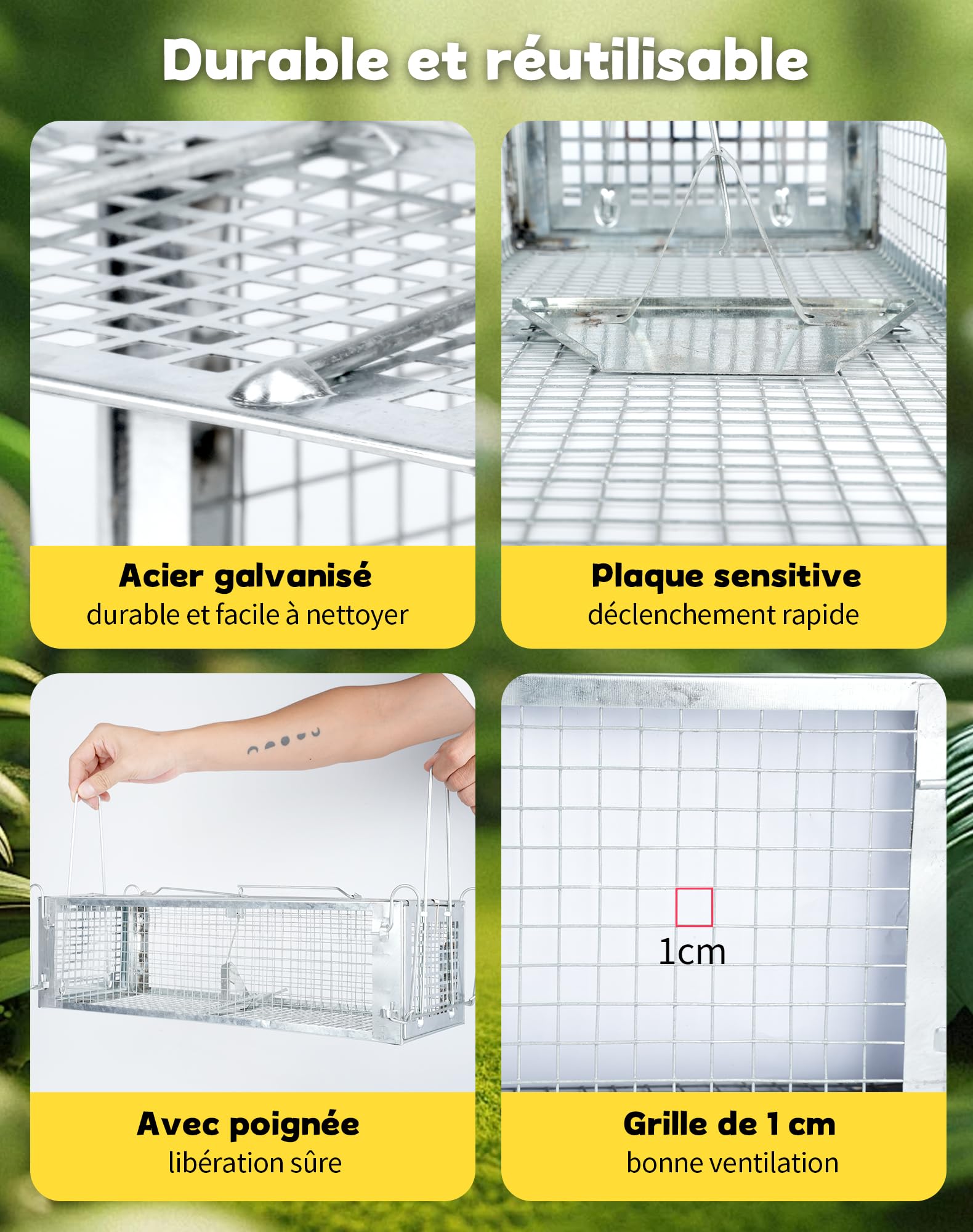 Piege a Rat Cage Rat XXL 43x14x12cm Piège à Souris Vivante pour Rats Loir Mulot Rongeurs Souris Attrape Rat à Double Porte Piege a Souris sans Tuer Piège à Rats Haute Sensibilité & Réutilisable
