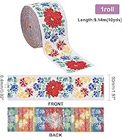 Vista 4 de PH PandaHall Cinta de jacquard de 2 pulgadas, 10 yardas, con ribete floral y flecos bordados, cinta mexicana bordada para ropa bohemia, cuello