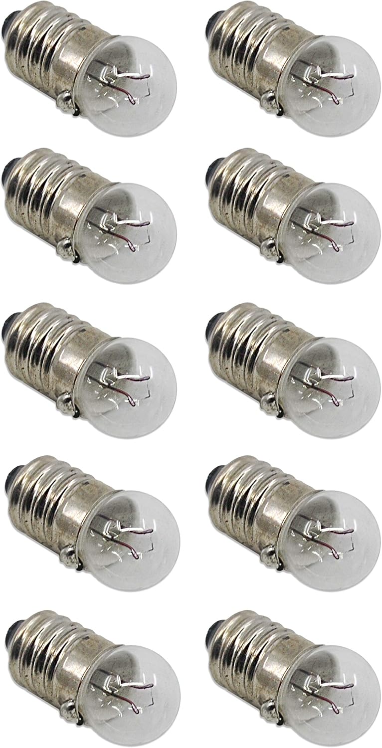 EISCO 10PK Flash Lamp Bulbs, Round - 4.5V with M.E.S. Cap - E10 Thread Labs