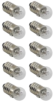 10PK Flash Lamp Bulbs, Round - 4.5V with M.E.S. Cap - E10 Thread - Eisco Labs