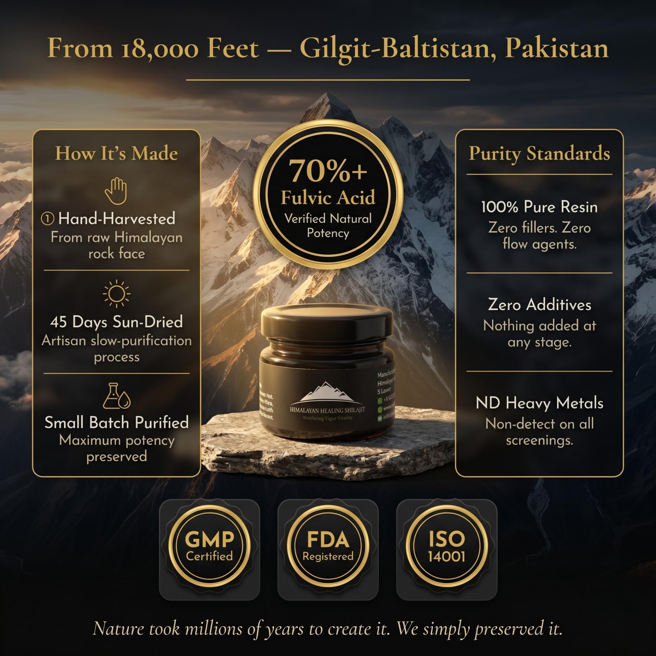 Gold Grade Himalayan Shilajit Resin For Men & Women | 500MG Max Potency | Lab Tested 100% Organic Shilajit With 85+ Trace Minerals & Fulvic Acid For Focus, Energy And Immunity 30 Gram — Amazon image 3
