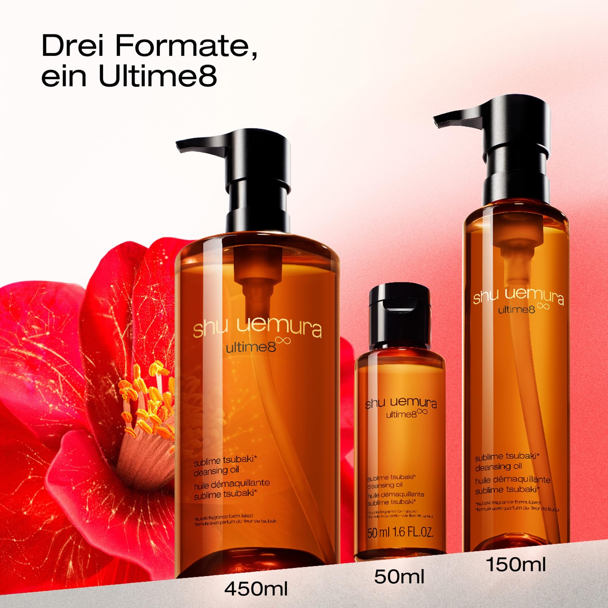 Shu Uemura Ultime8 Sublim Tsubaki Reinigungsöl, Schäumend, Angereichert mit japanischem Kamelienöl, Spendet Feuchtigkeit und erfrischt, Gesichtsreinigung für alle Hauttypen