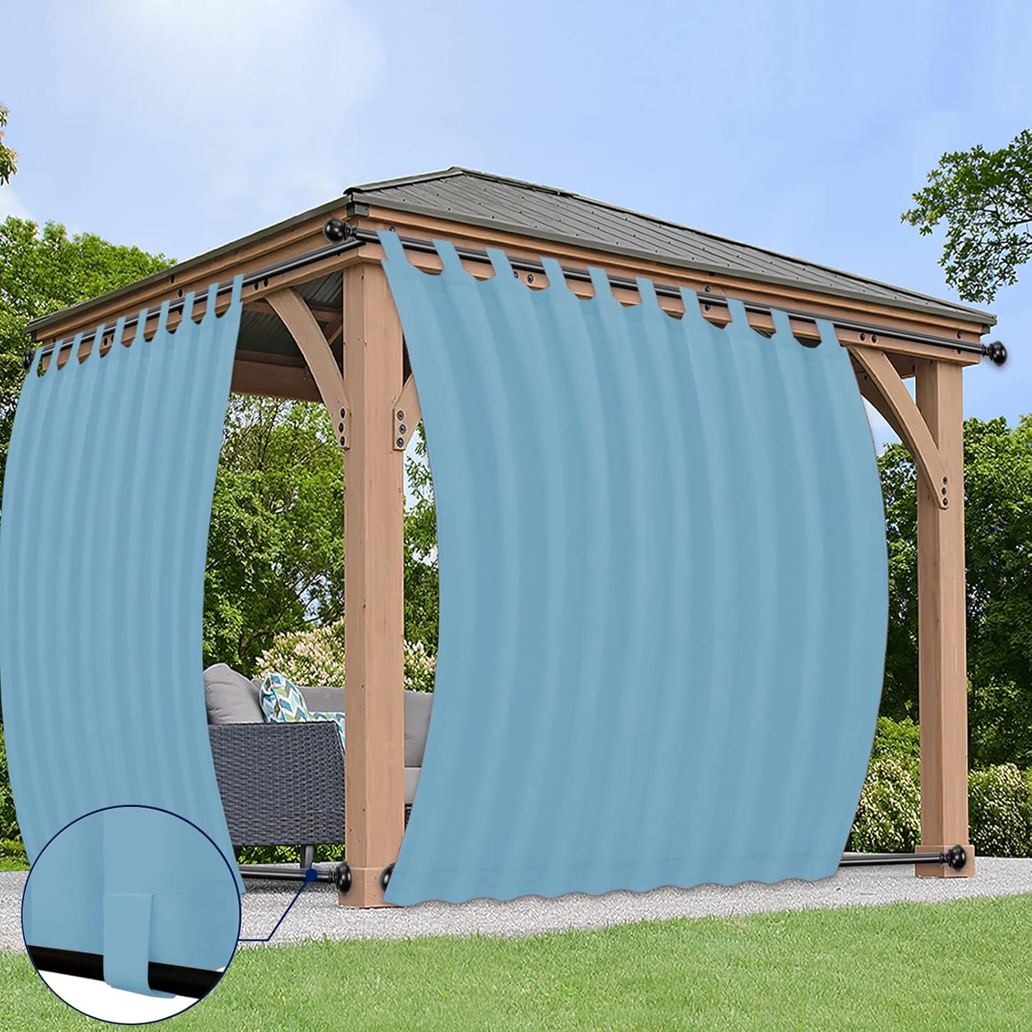 PureFit Outdoor Curtains for Detachable Sticky Tab Top