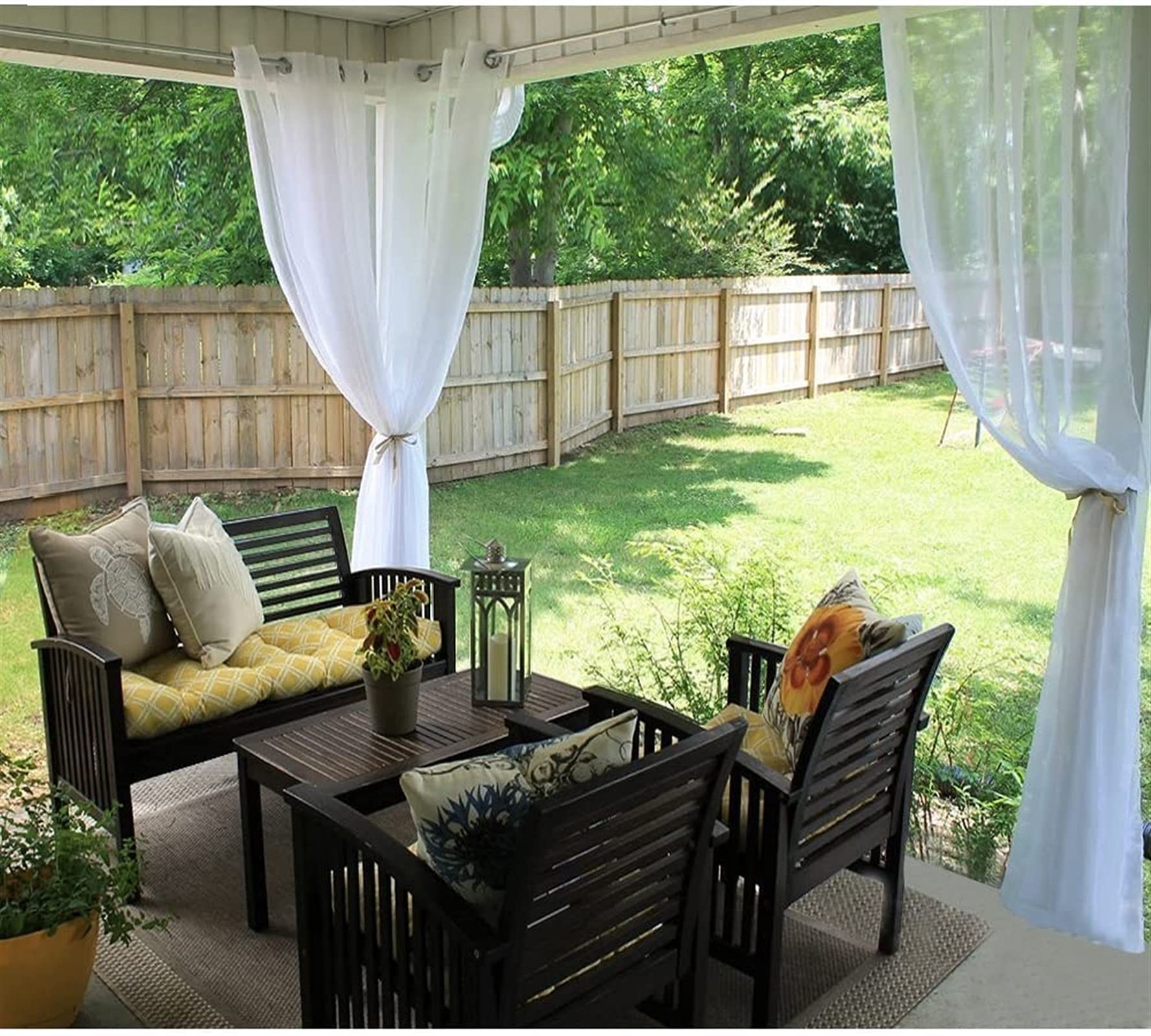 Outdoor Vorhänge für Patio Wasserdicht Extra Breit, Indoor Privatsphäre Voile Vorhänge, Tülle Halbdurchsichtige Vorhänge für Schlafzimmer, Pergola, Veranda, Pavillon und Cabana