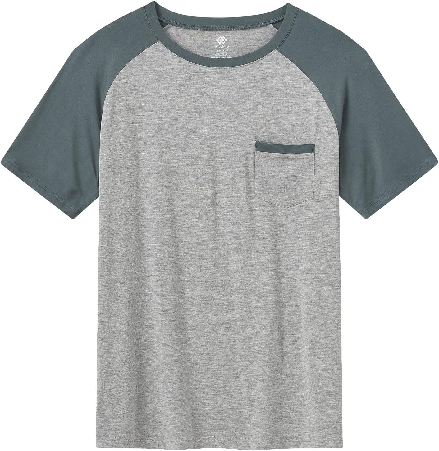 MoFiz Mens Pajama Set Pjs Sleepwear Nightwear Lightweight Quick Dry Soft Short Sleeve V-Neck Summer Pjs Sleep Set With Pocket - Image 2