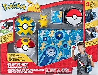 Pokémon PKW3156 Clip 'N' GO Bandolier Set-Includes 2-Inch Pikachu Battle Figure with Quick Repeat Ball Accessories