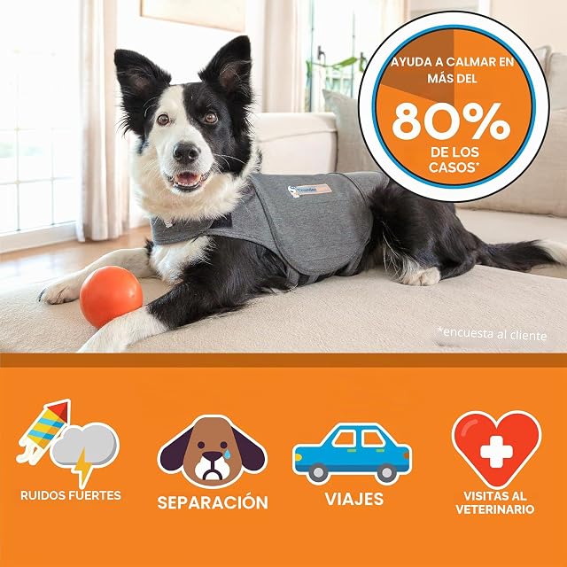 Foto 4 de 6 de Thundershirt - Chaleco Relajante para Perros - Antiestrés, Ayuda a Reducir la ansiedad), Gris, M