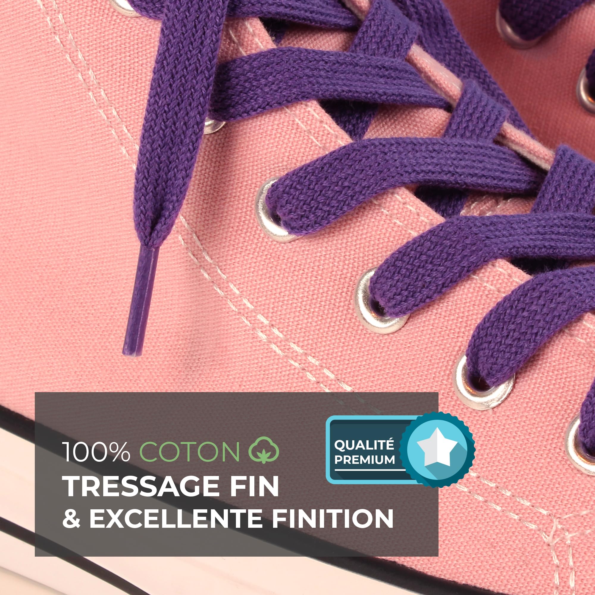 Lacets plats en coton Laceter Premium : une option polyvalente pour renouveler vos chaussures.