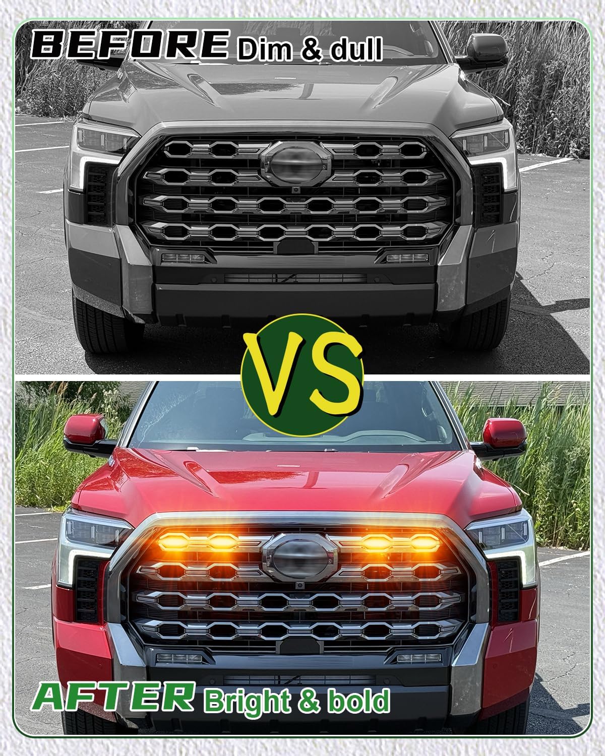 LED Front Grill Lights for Toyota Tundra 2026 2025 2022-2023 3rd Gen Accessories OEM Grille Light Bar 4Pcs Racing Raptor Light Kit (Amber,Only fit Platinum,1794 Edition)