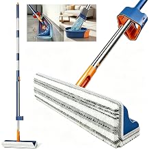 Triangle Floor & Wall Cleaning Mop with Long Handle 76.6 Baseboard Corner Cleaner Tool Hand-Free Self-wriging Wet & Dry Heavy-Duty Floor Cleaning/Mopping/Dusting, Washable 2 Microfiber Pads