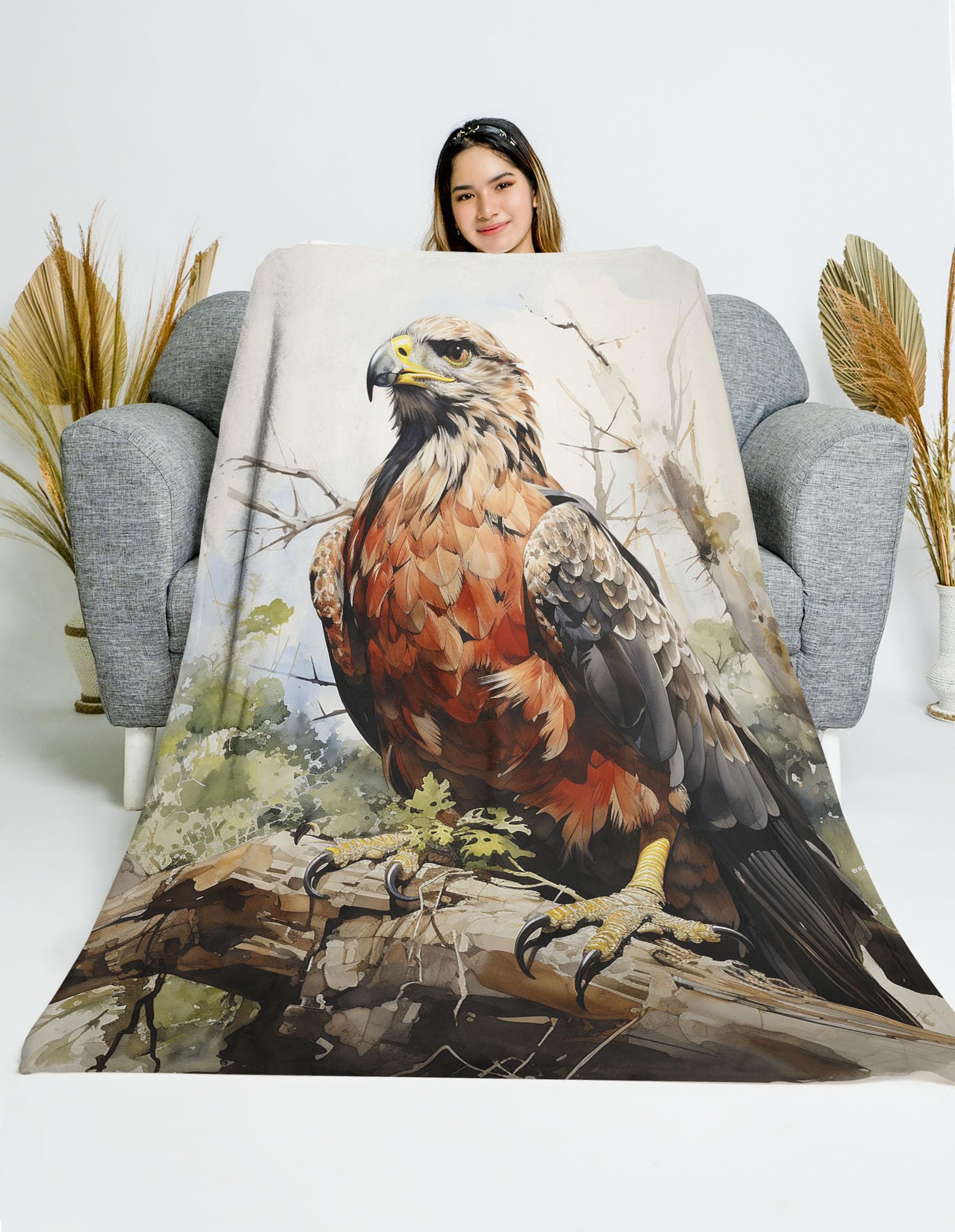 Amazon.com: CAPITUNEISKINEPA Harris Hawk 鳥類毯禮物男士毯子大毯60 英吋x 80 英吋: 居家與廚房