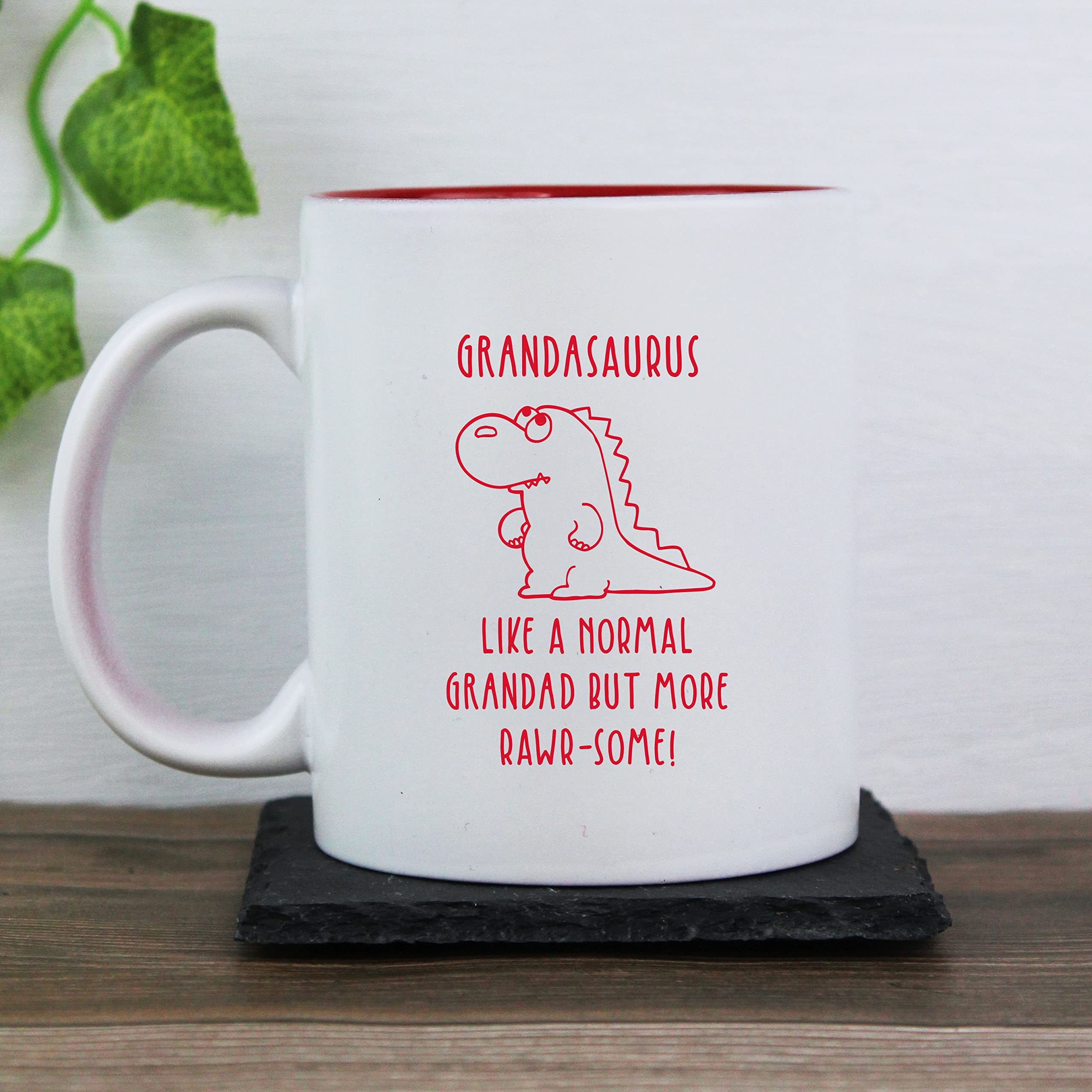 eBuyGB Grandasaurus Mug, Grandad Mug, Dinosaur Mug, Engraved Red Reveal Coffee Mug Tea Cup, Father's Day Gift for Granddad, Grandpa, Birthday Gift, Funny Present