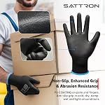 Safety Work Gloves PU Coated, 12 Pairs Seamless Knit Gloves with Polyurethane Coating Working Gloves Excellent Grip for Men & Women, Gardening Gloves, Ideal for General Duty Work (Black, Medium)