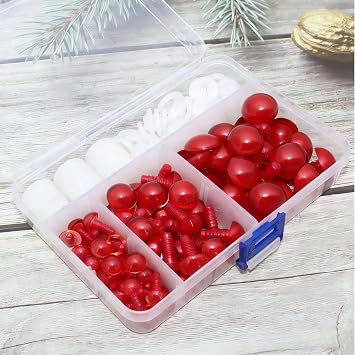 BESTCYC 1Box(120pcs)10mm/15mm/20mm Red Plastic Safety Eyes Crystal Craft Crochet Doll Eyes with Washers for DIY Making or Repair of Amigurumi Stuffed Animal,Doll,Crochet, Supplies