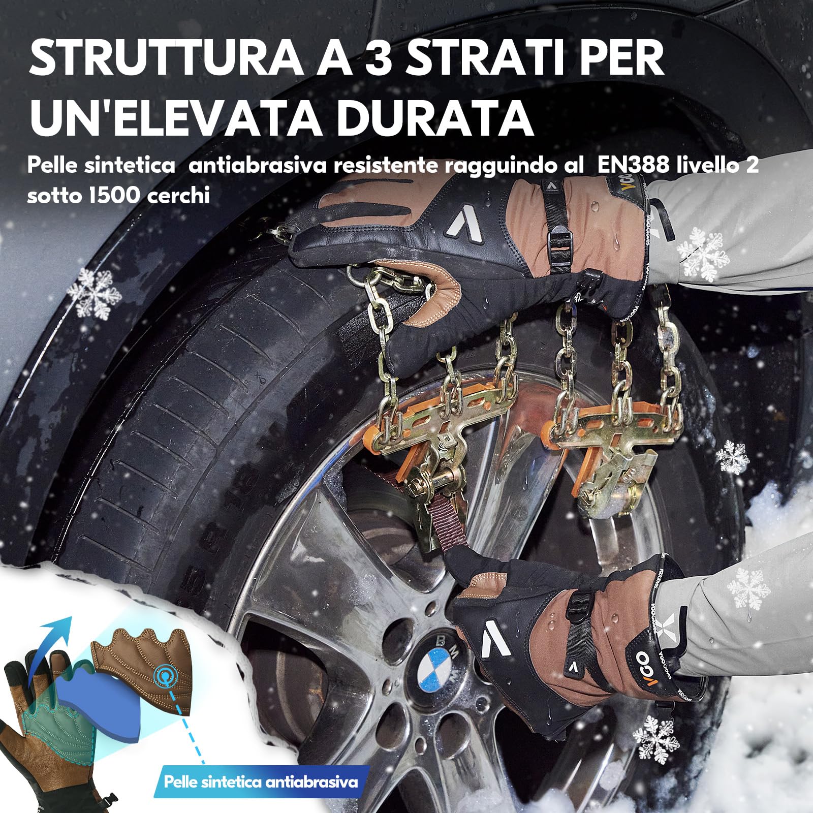 Vgo... Invernali Guanti Uomo Impermeabili, Termici Guanti Touchscreen -20C° Multifunzioni per Magazzino Frigo Scooter Legnameria Sci d'Inverno, 1 paio