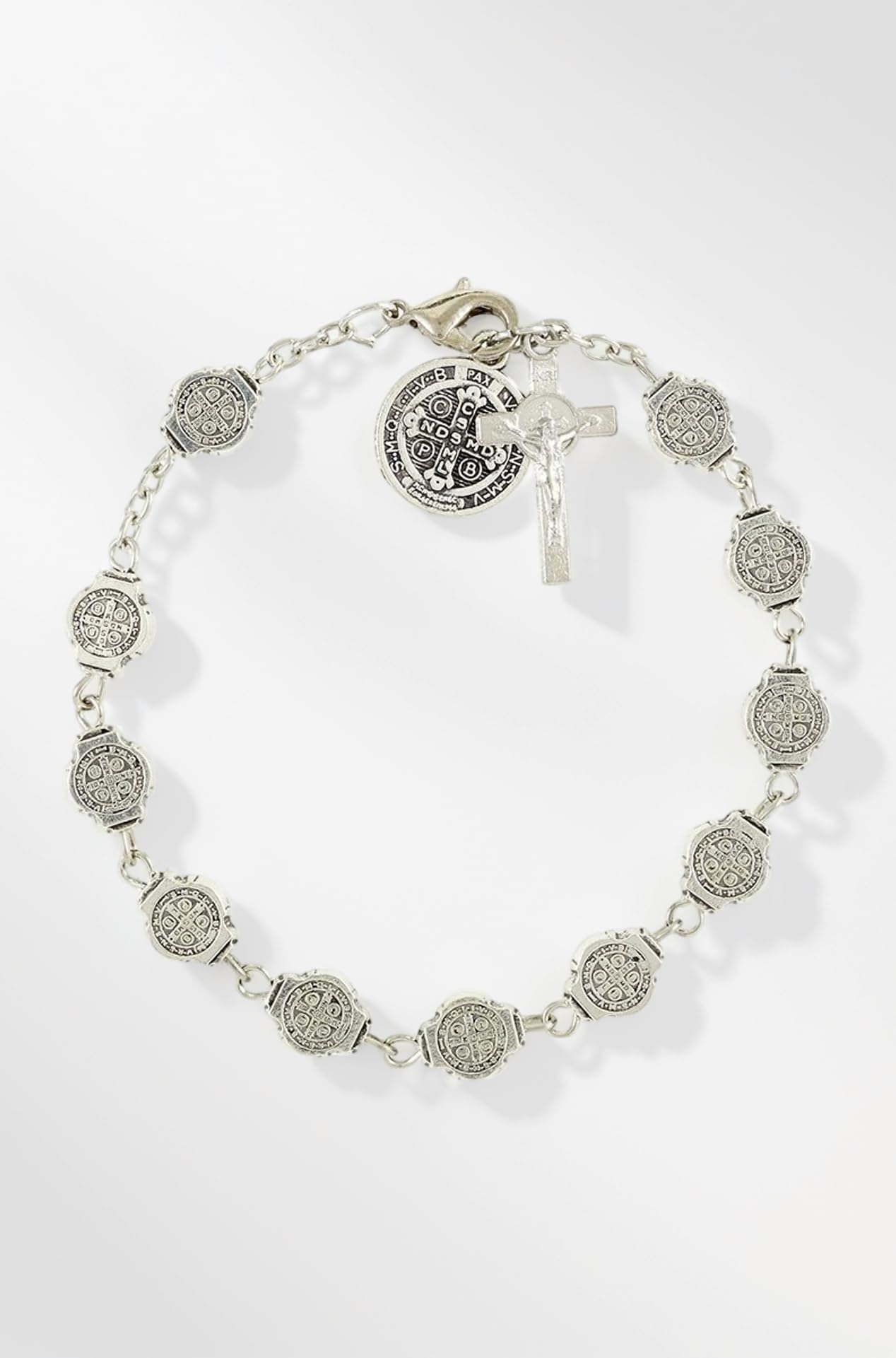 18k Gold Plated Lucky Clover Flower Bracelet Adjustable Bracelets Dainty Gold Chain Bracelet Jewelry Gifts for Women Teen Girls Saint Benedict Medals Rosary Bracelet