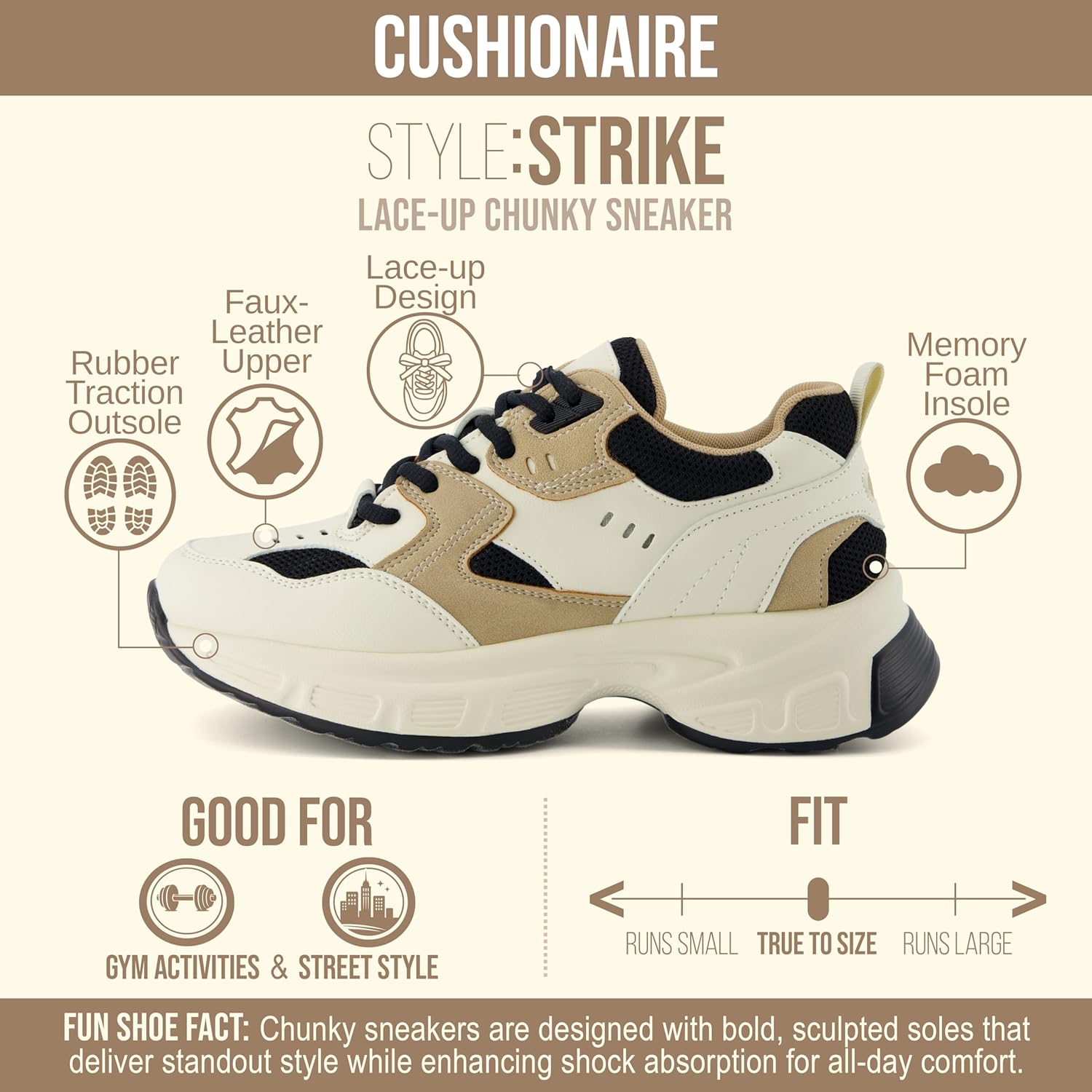 CUSHIONAIRE Women's Strike Chunky Sneaker +Memory Foam, Wide Widths Available - Image 4