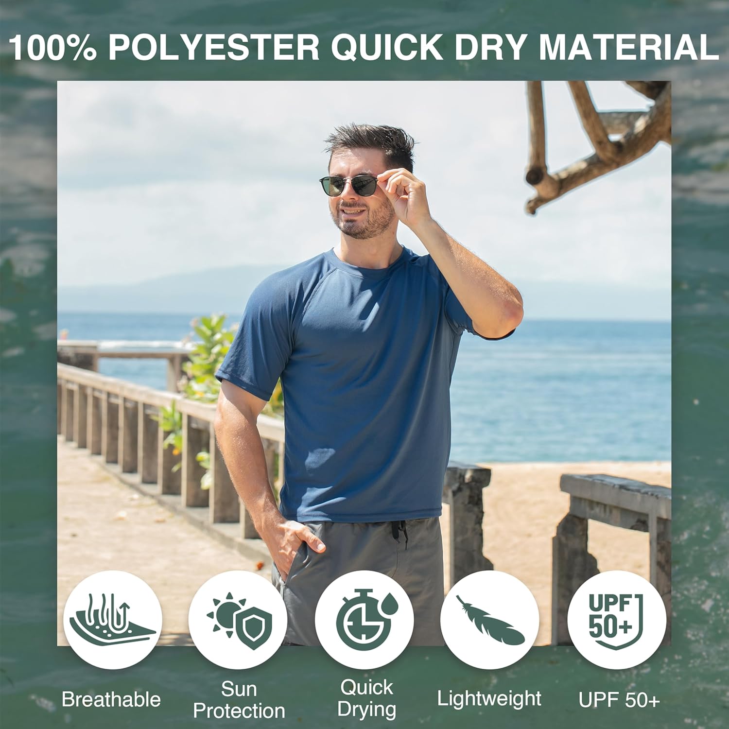 Kanu Surf Mens Short Sleeve UPF 50 Swim Shirt Rash Guard Sun Shirt (Regular & Extended Sizes) - Image 2