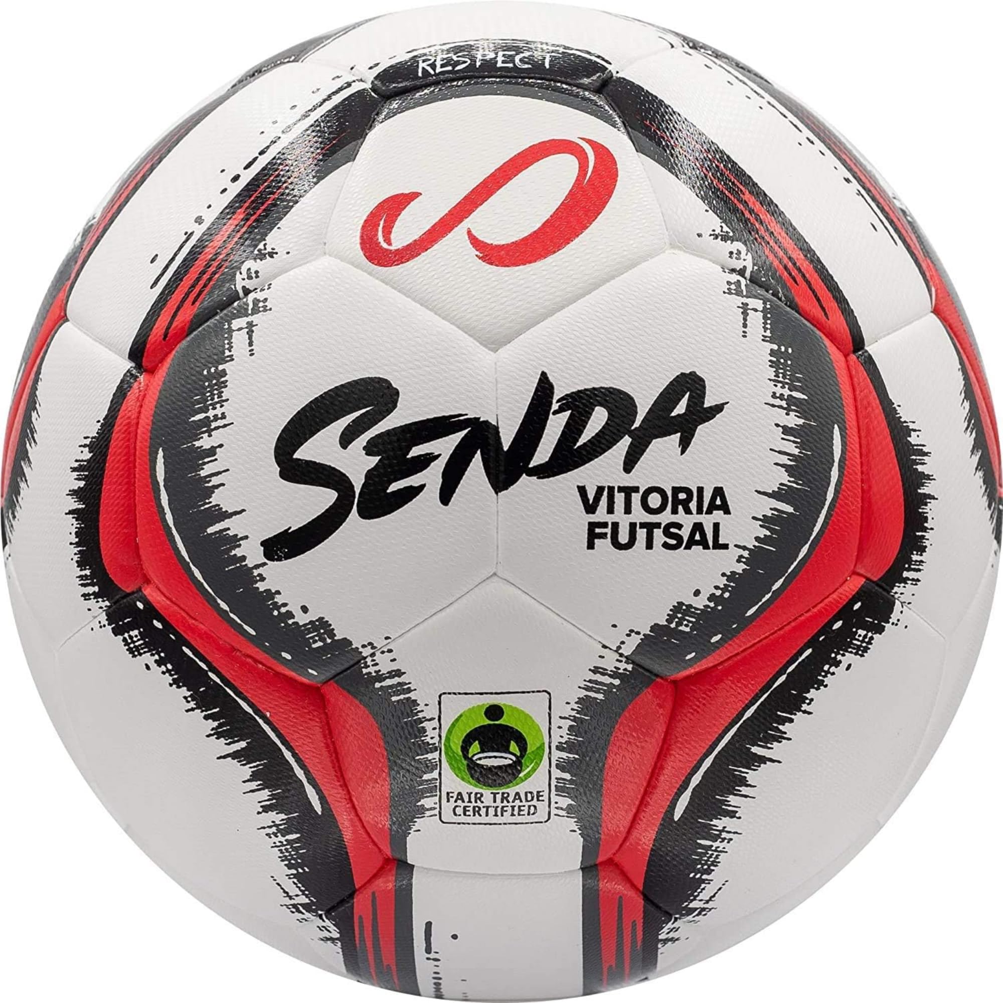 SENDA Vitoria Premium Match Ballon de futsal certifié commerce équitable Rouge/gris Taille 3 (8-12 ans)