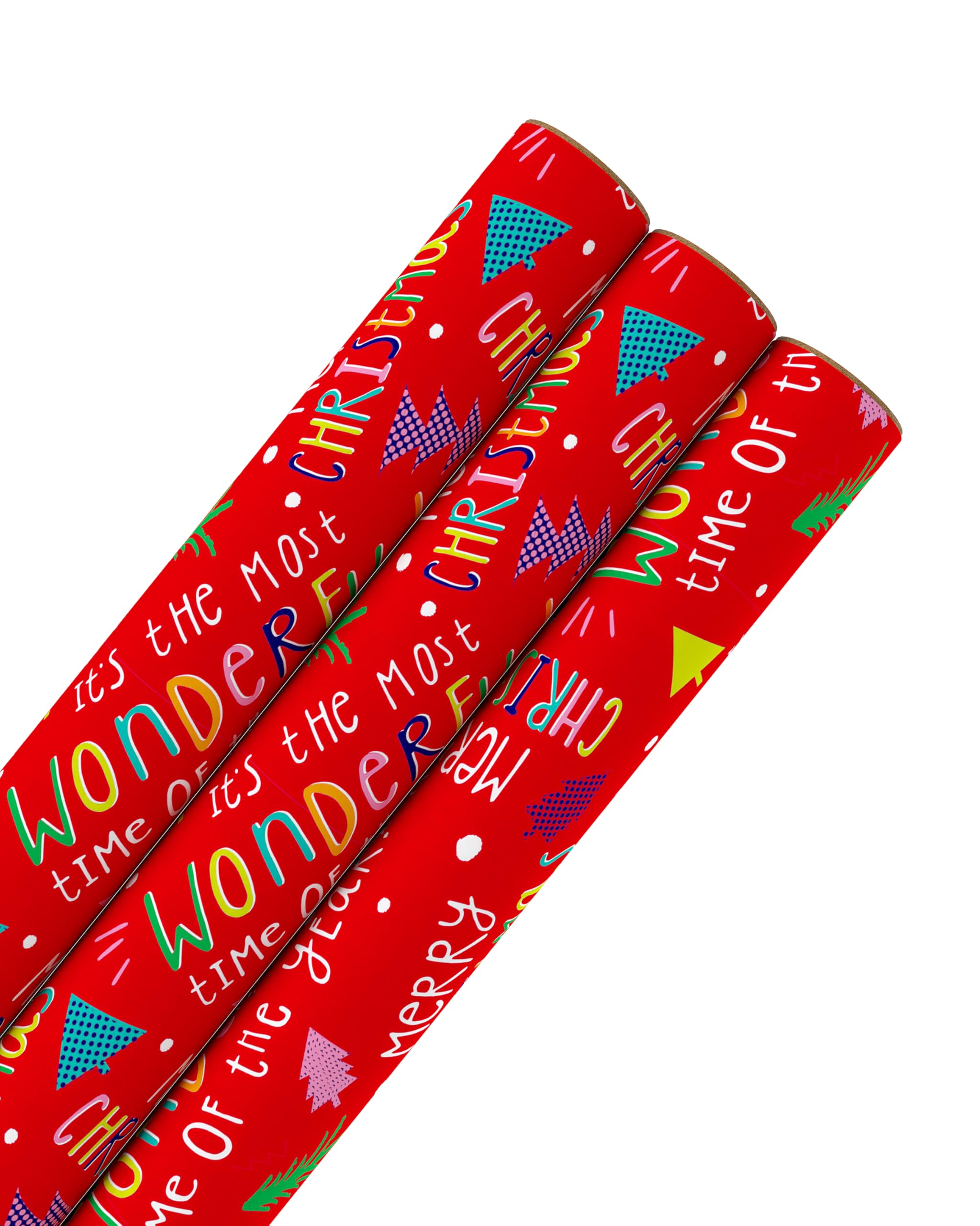 UK Greetings Multipack of 3 Christmas Roll Wraps (3m each) for Him/Her/Friend - Cute Design - (9m total), 1 roll (Pack of 3) - Image 3
