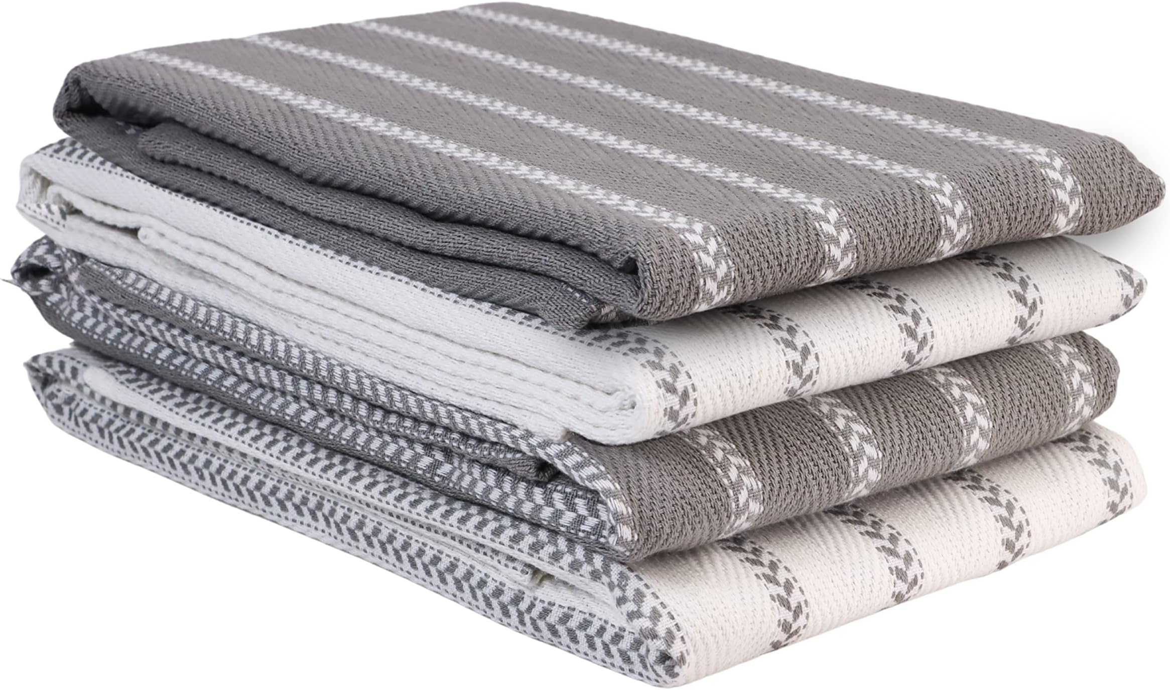 Kitchen Towels Set - Pack of 4 Cotton Dish Towels for Drying Dishes, 18”x 28”, Kitchen Hand Towels, Absorbent Tea Towels, Premium Dish Towels for Kitchen, Quick Drying Kitchen Towel Set - Grey