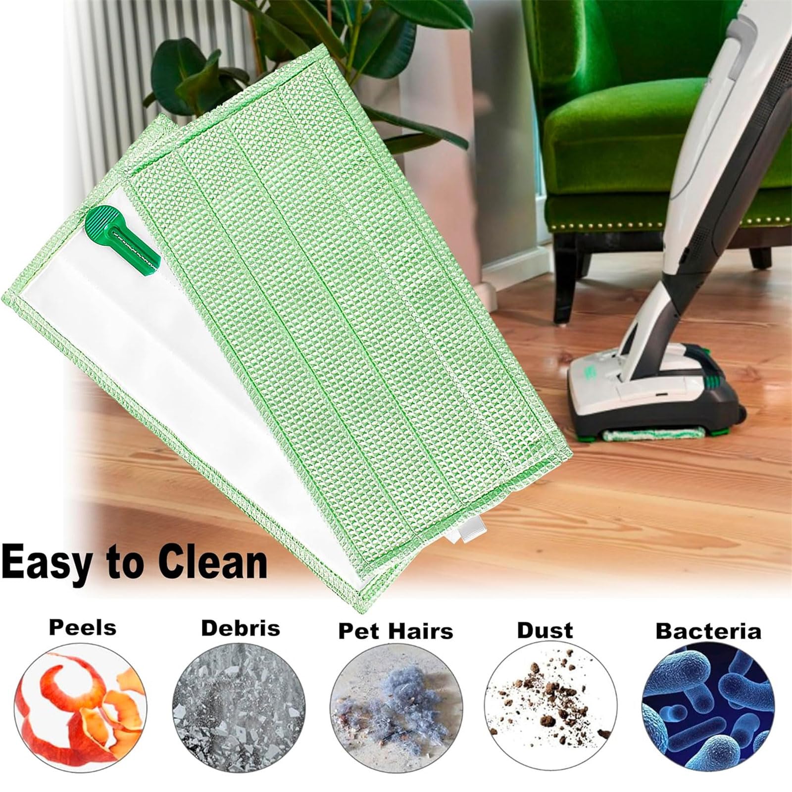 Mopa de microfibra para VORWERK SP600, 6 unidades, repuesto para el hogar, accesorios de repuesto para el hogar, trapeador de uso comercial